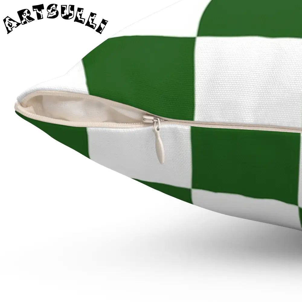 JAKKOUTTHEBXX Checkerboard White and Dark Green Spun Polyester