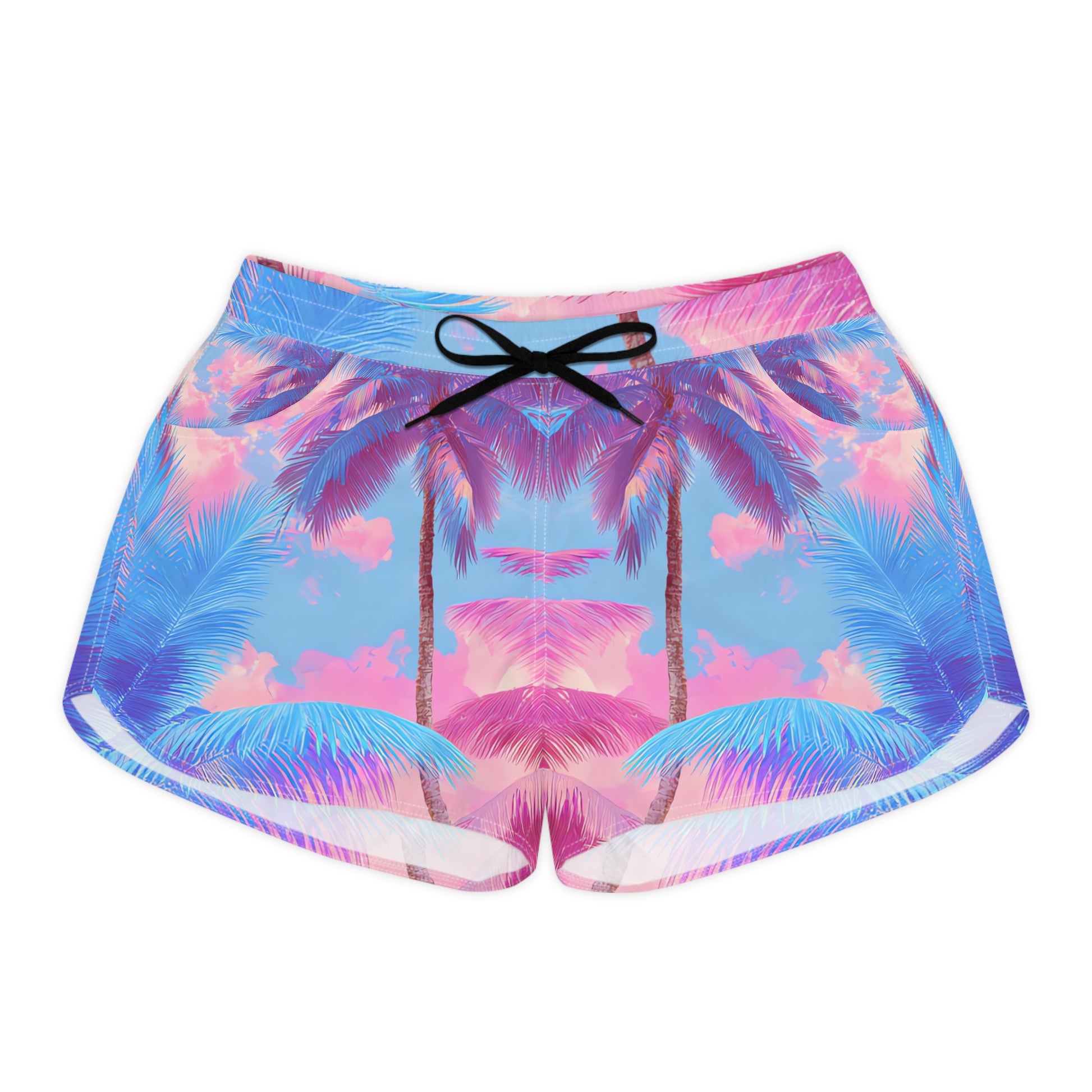 Ethereal Pastel Palms Women's Casual Shorts (AOP), Artsulli - Art is Long, Life is Short, All Over Prints, Size, S, Color, Black drawstring, , , 49020229932760758814