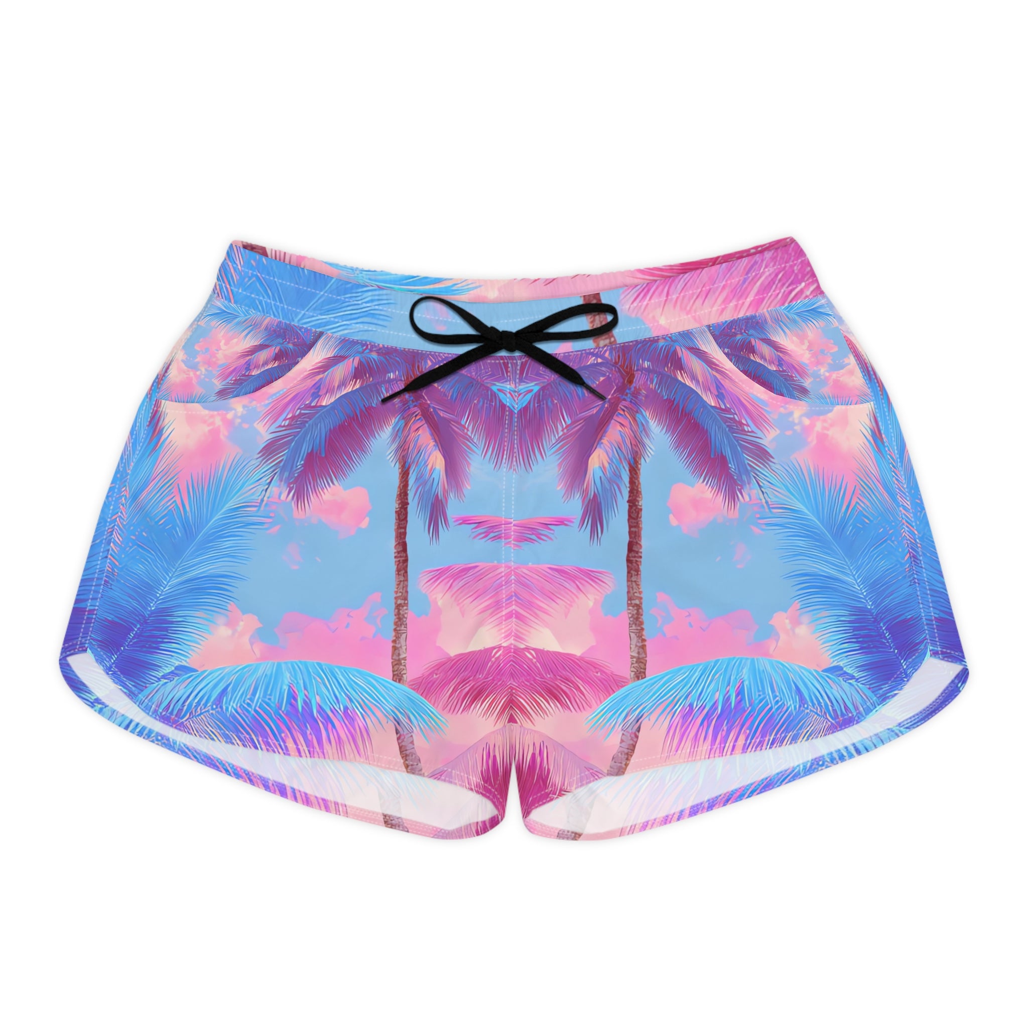 Ethereal Pastel Palms Women's Casual Shorts (AOP), Artsulli - Art is Long, Life is Short, All Over Prints, Size, S, Color, Black drawstring, , , 49020229932760758814