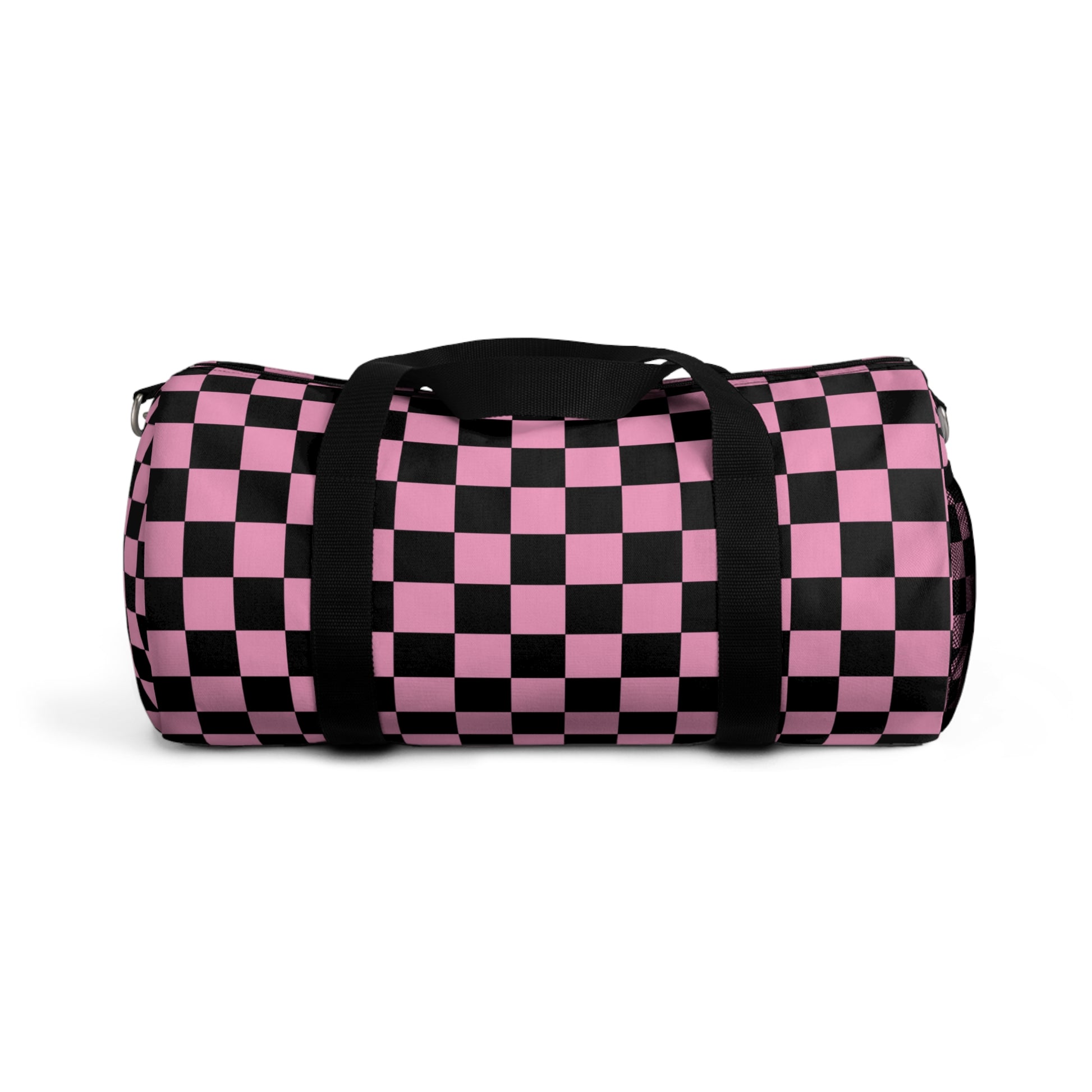 Checkerboard II Black and Pink Duffel Bag, Artsulli - Art is Long, Life is Short, Bags, Size, Small, , , , , 29111803118603068348
