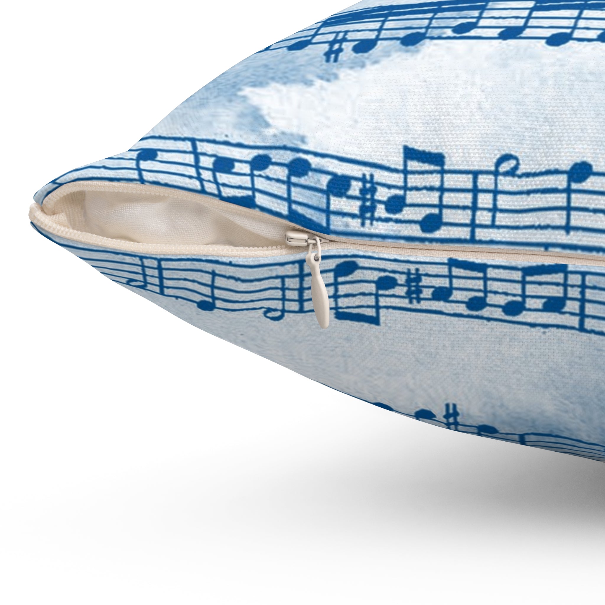 Drip Spill Type Beat Sheet Music Blue Spun Polyester Square Pillow, Artsulli - Art is Long, Life is Short, Home Decor, , , , , , , 
