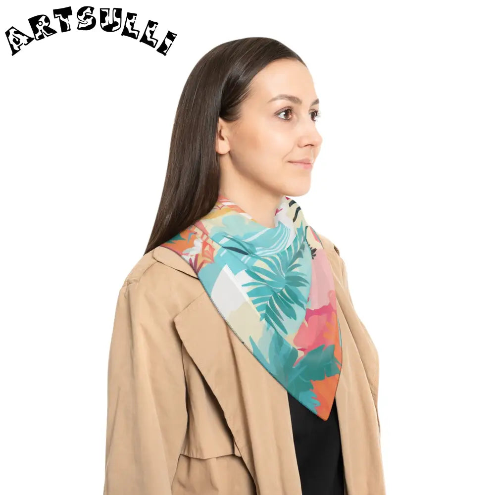 JAKKOUTTHEBXX Tropical Palm Beach Paradise Multi-Color Poly Scarf