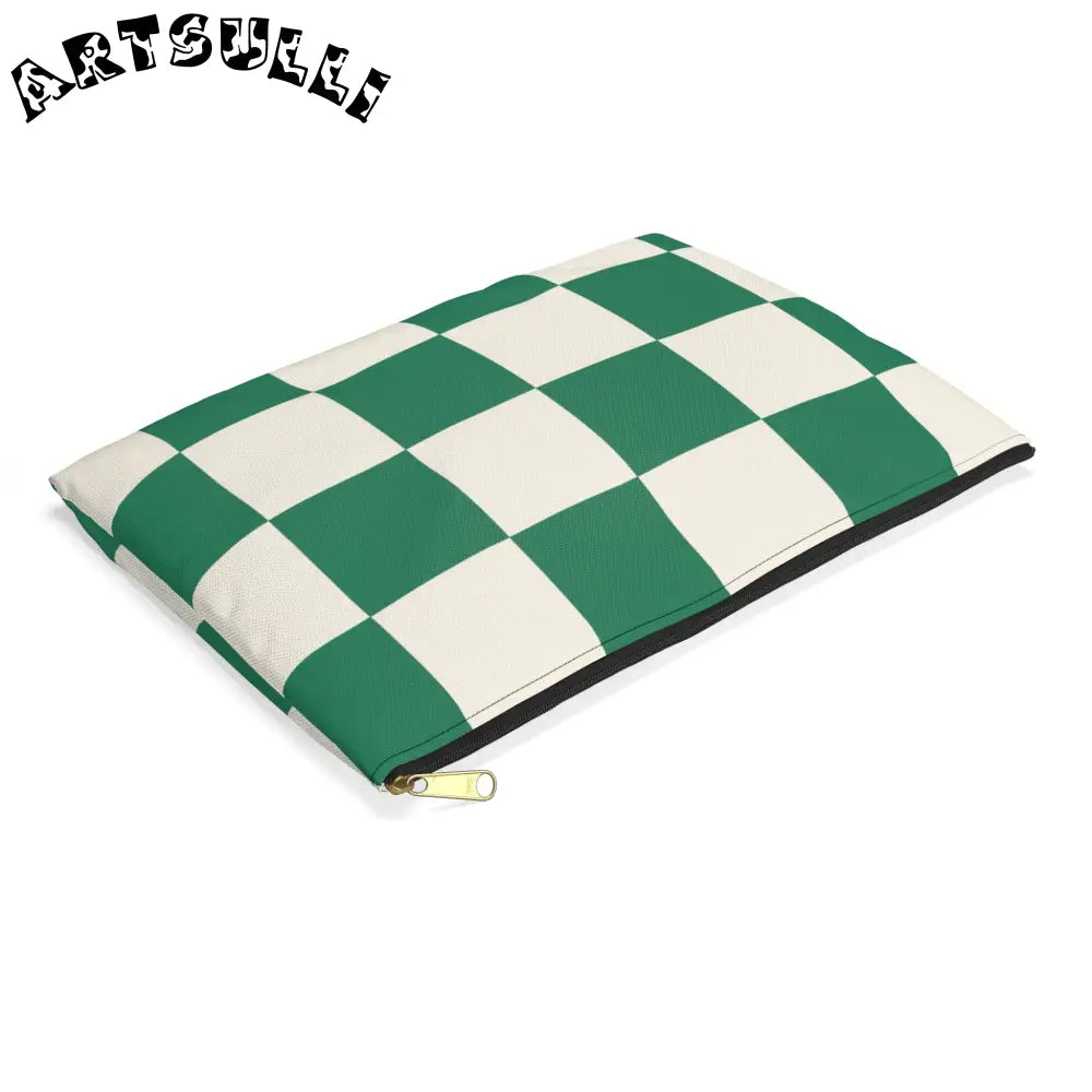 JAKKOUTTHEBXX Checkerboard Dark Green Accessory Pouch JAKKOUTTHEBXX