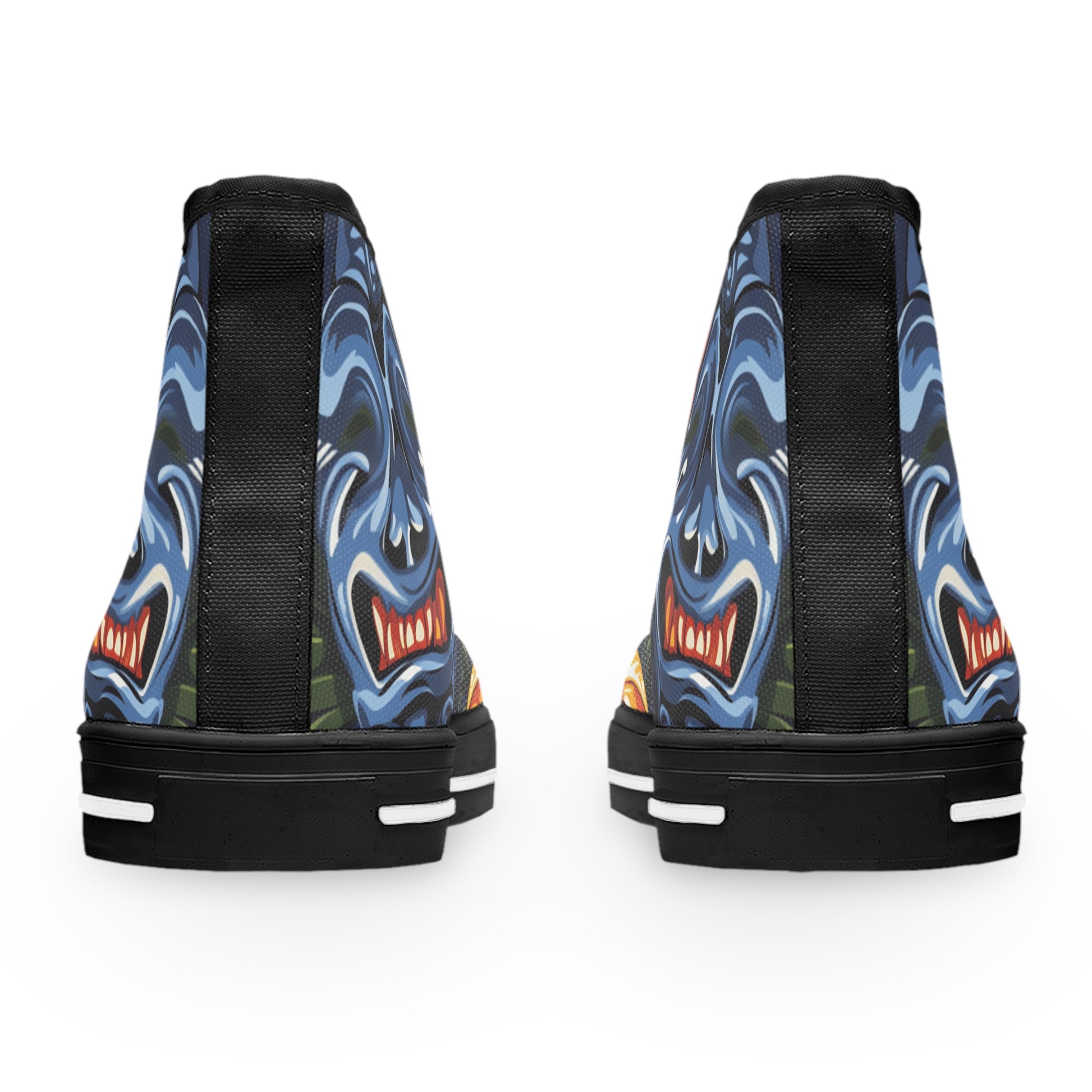 Tiki Bloom Navy Women's High Top Sneakers, Artsulli - Art is Long, Life is Short, Shoes, , , , , , , 