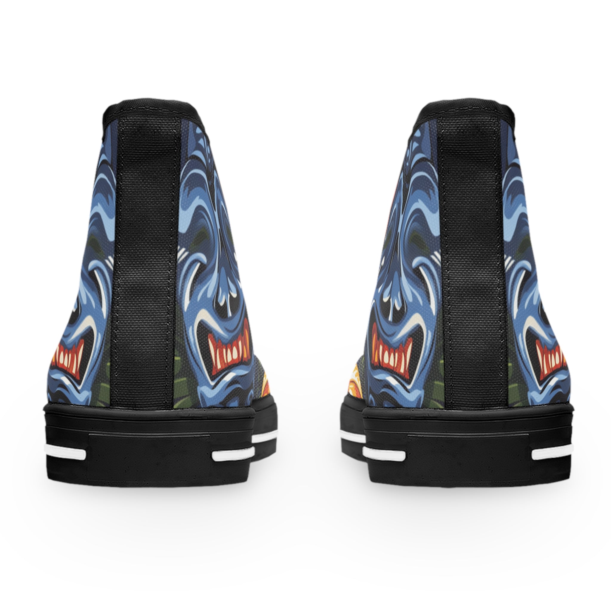 Tiki Bloom Navy Women's High Top Sneakers, Artsulli - Art is Long, Life is Short, Shoes, , , , , , , 