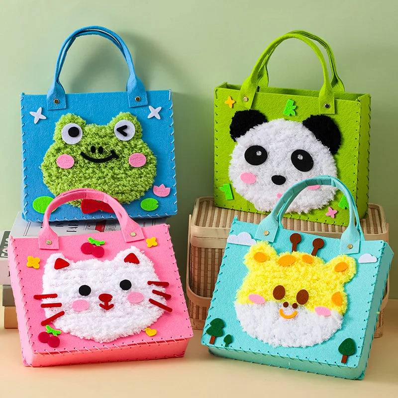 DIY Felt Animal Bag Craft Set Beginners Handmade Craft Art Toys for Kids Girl Sewing Craft Kit Making Supplies Learn To Sew