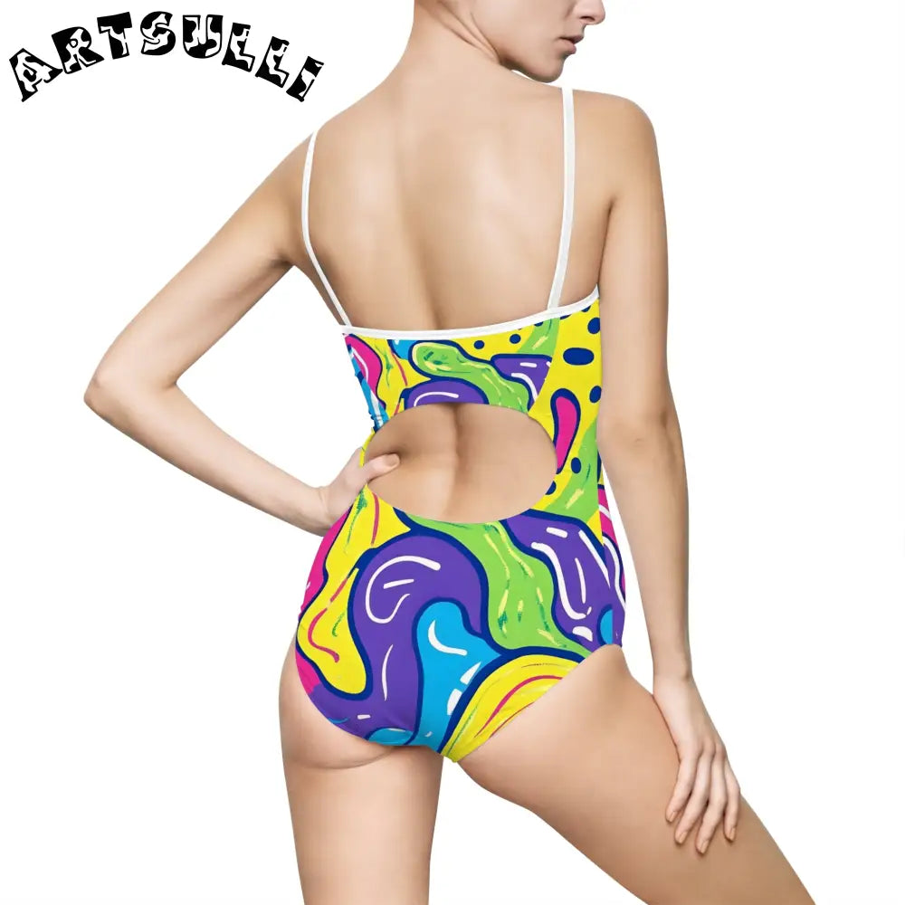 JAKKOUTTHEBXX Colorful Abstract Print One-Piece Swimsuit 2025