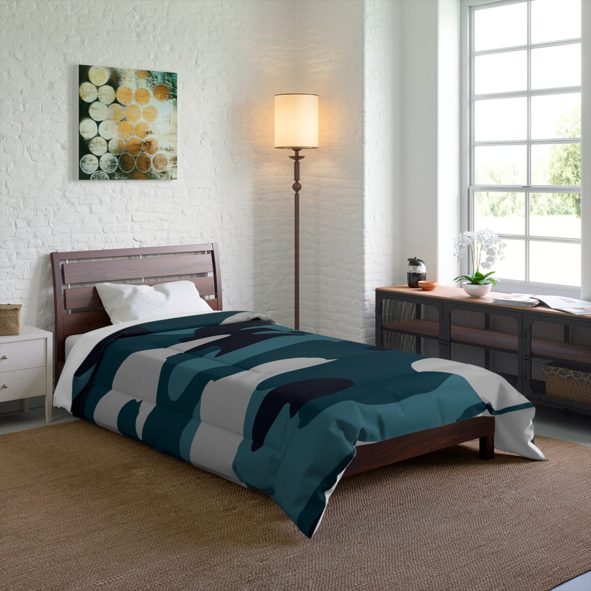 Blue Camouflage Comforter, Artsulli - Art is Long, Life is Short, Home Decor, , , , , , , 