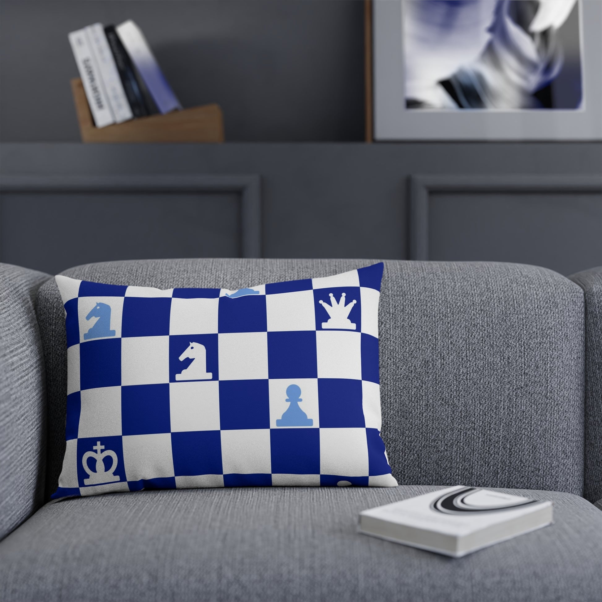 Chessboard Navy Blue Cushion, Artsulli - Art is Long, Life is Short, Home Decor, , , , , , , 