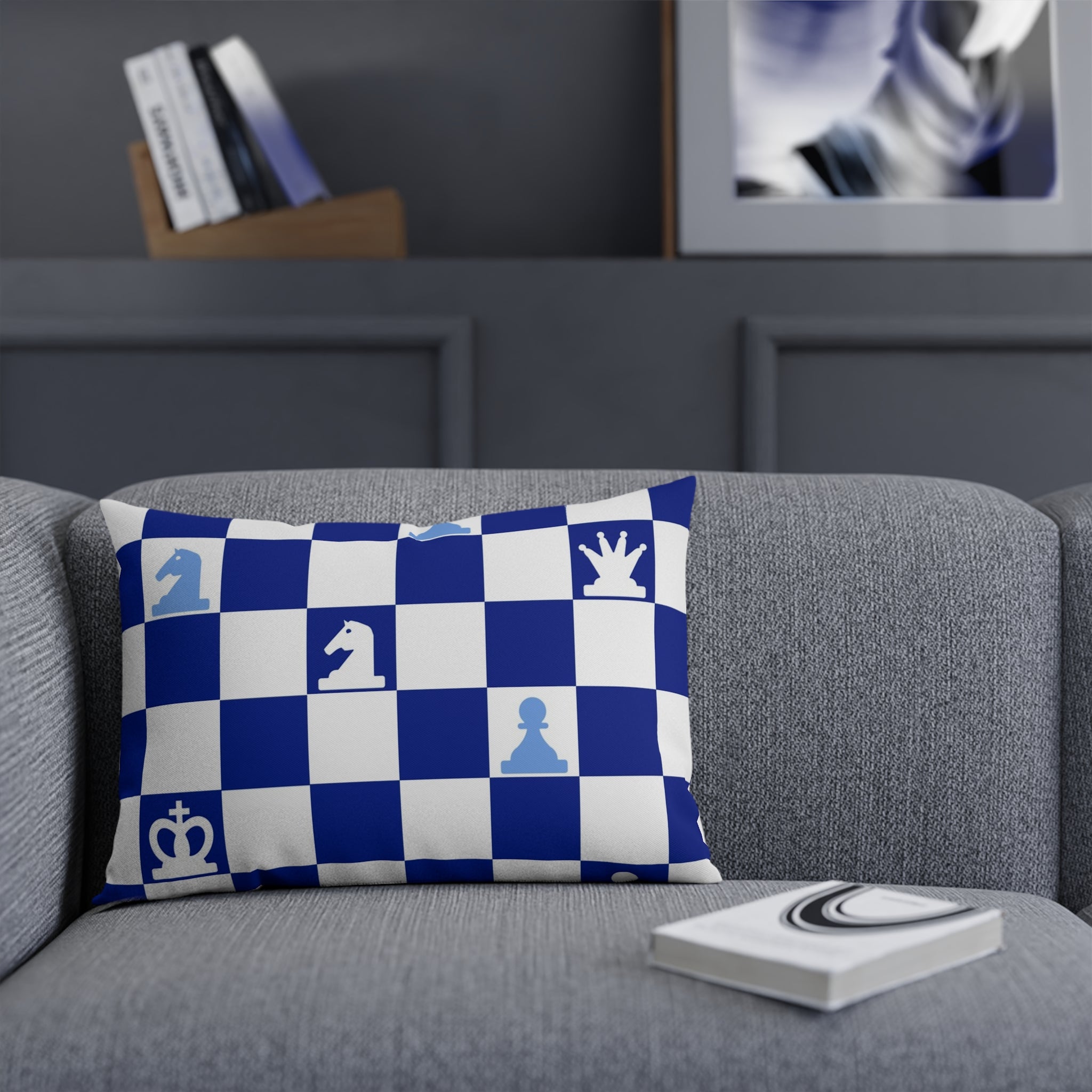 Chessboard Navy Blue Cushion, Artsulli - Art is Long, Life is Short, Home Decor, , , , , , , 