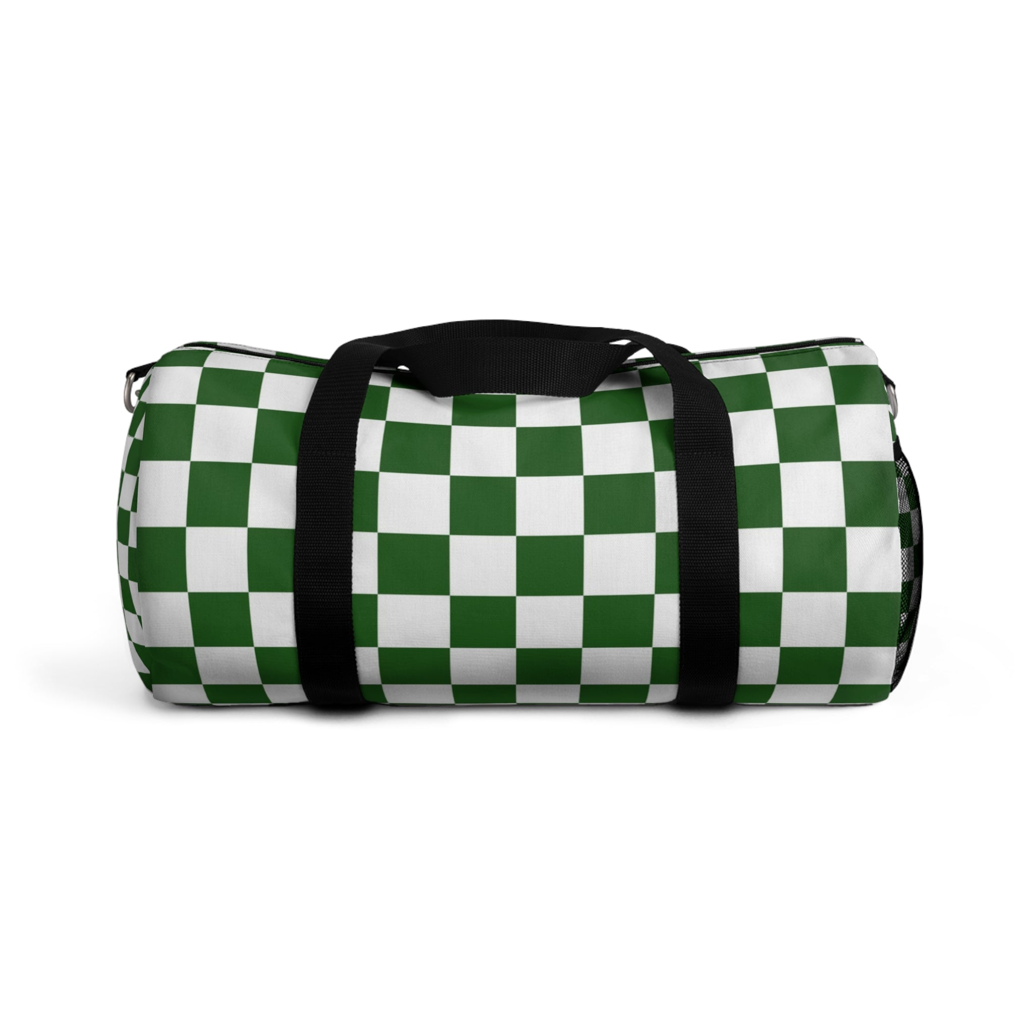 Checkerboard White and Dark Green Duffel Bag, Artsulli - Art is Long, Life is Short, Bags, Size, Small, , , , , 26287702765621879581