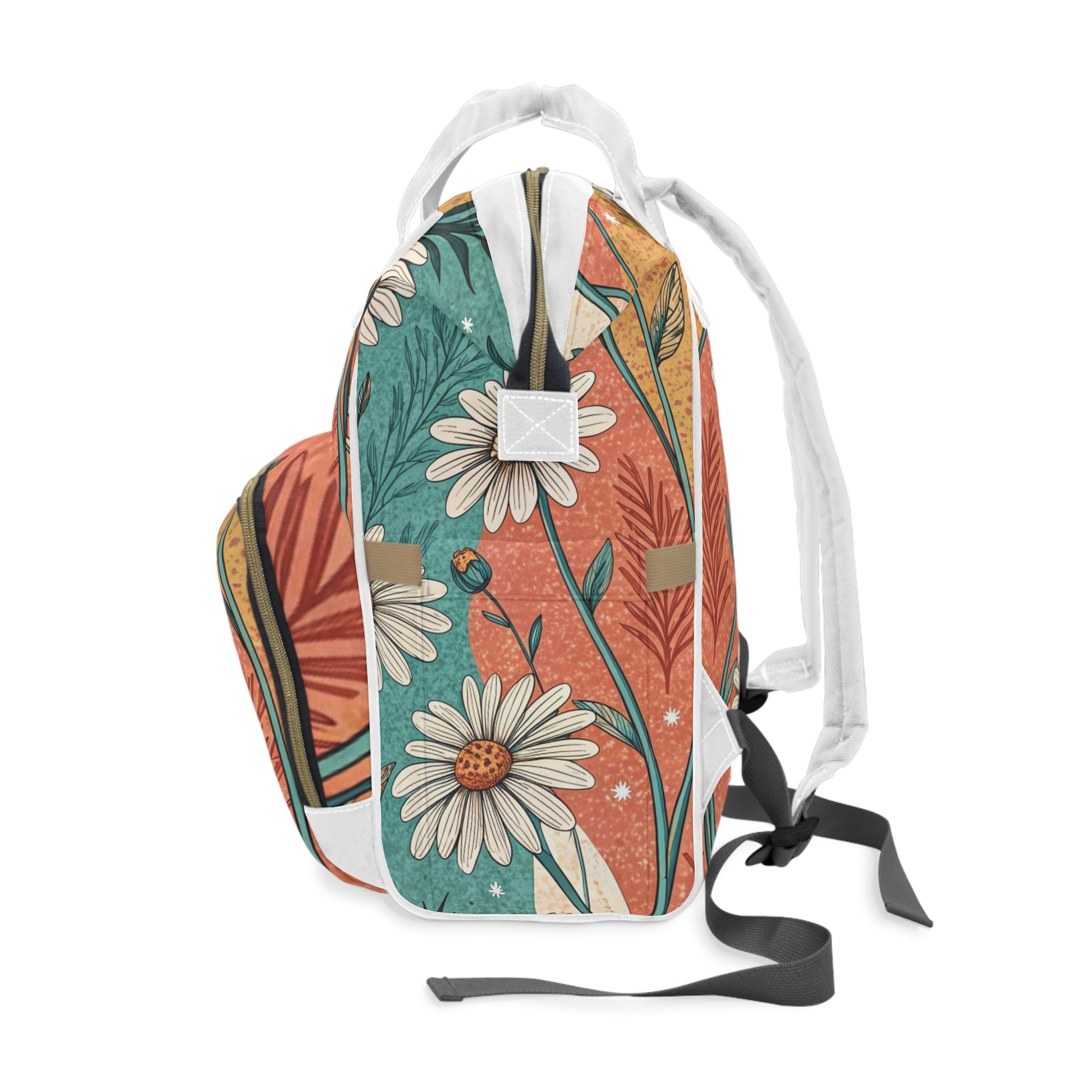 Retro Daisy Dream Multifunctional Diaper Backpack, Artsulli - Art is Long, Life is Short, Bags, , , , , , , 