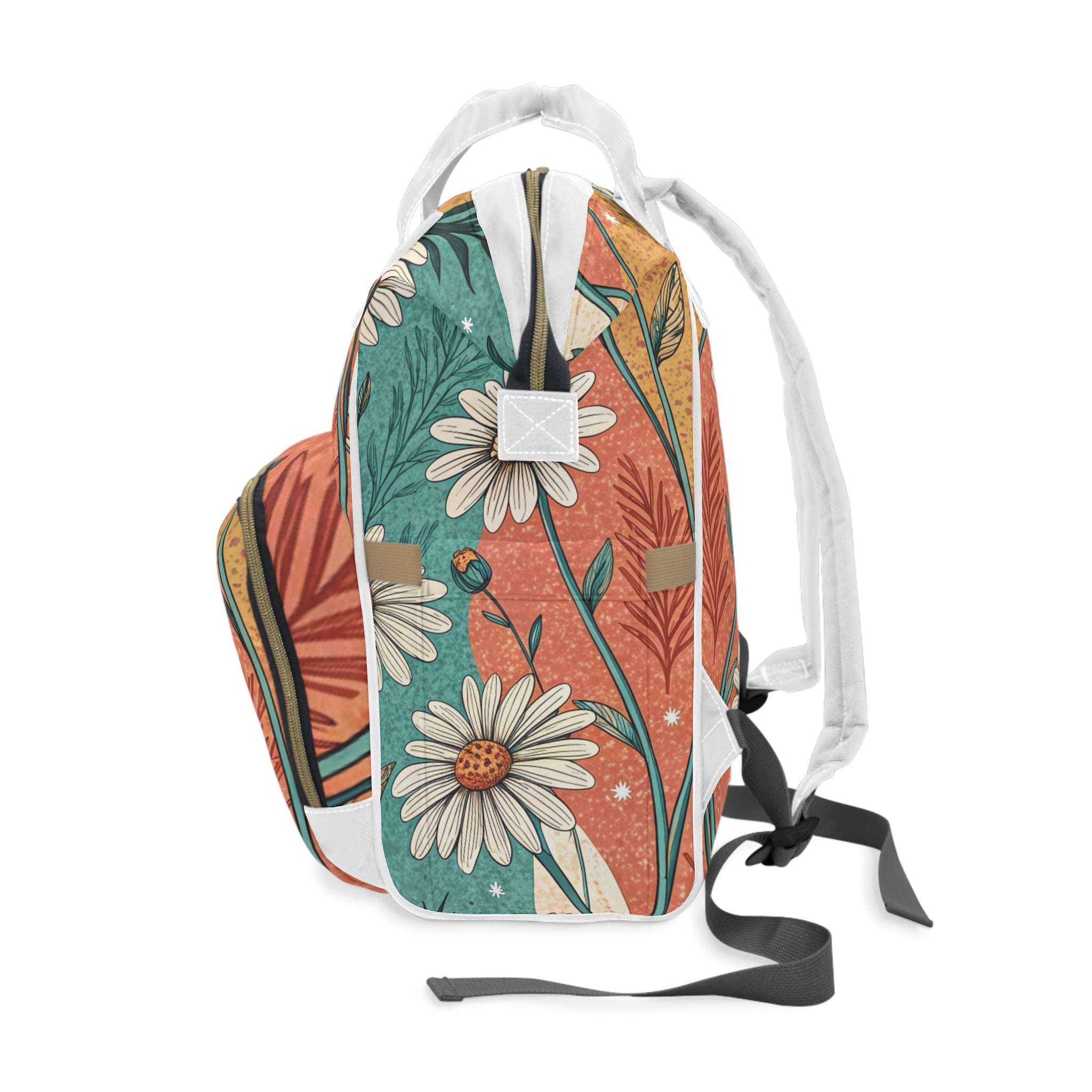 Retro Daisy Dream Multifunctional Diaper Backpack, Artsulli - Art is Long, Life is Short, Bags, , , , , , , 