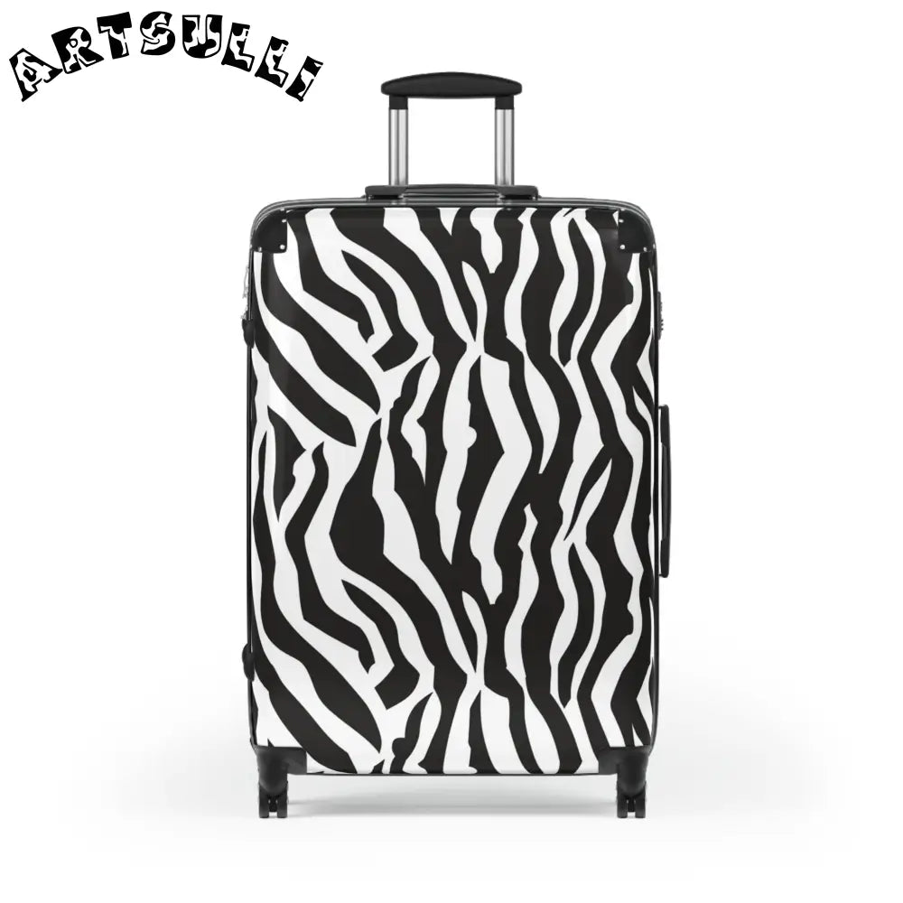 JAKKOUTTHEBXX Black and White Zebra Print Spinner Suitcase