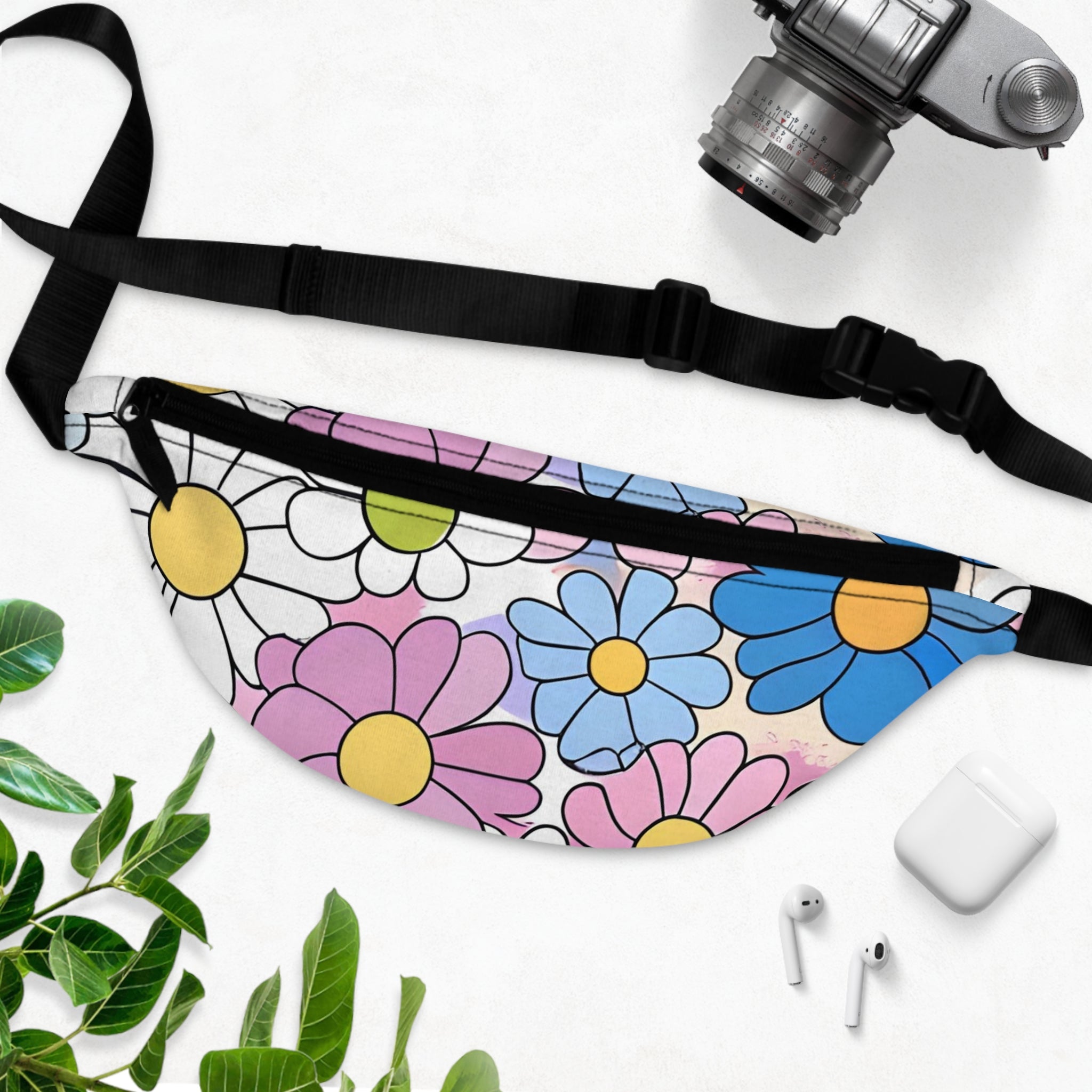 Flower Hour Purple and Blue Fanny Pack, Artsulli - Art is Long, Life is Short, Bags, , , , , , , 