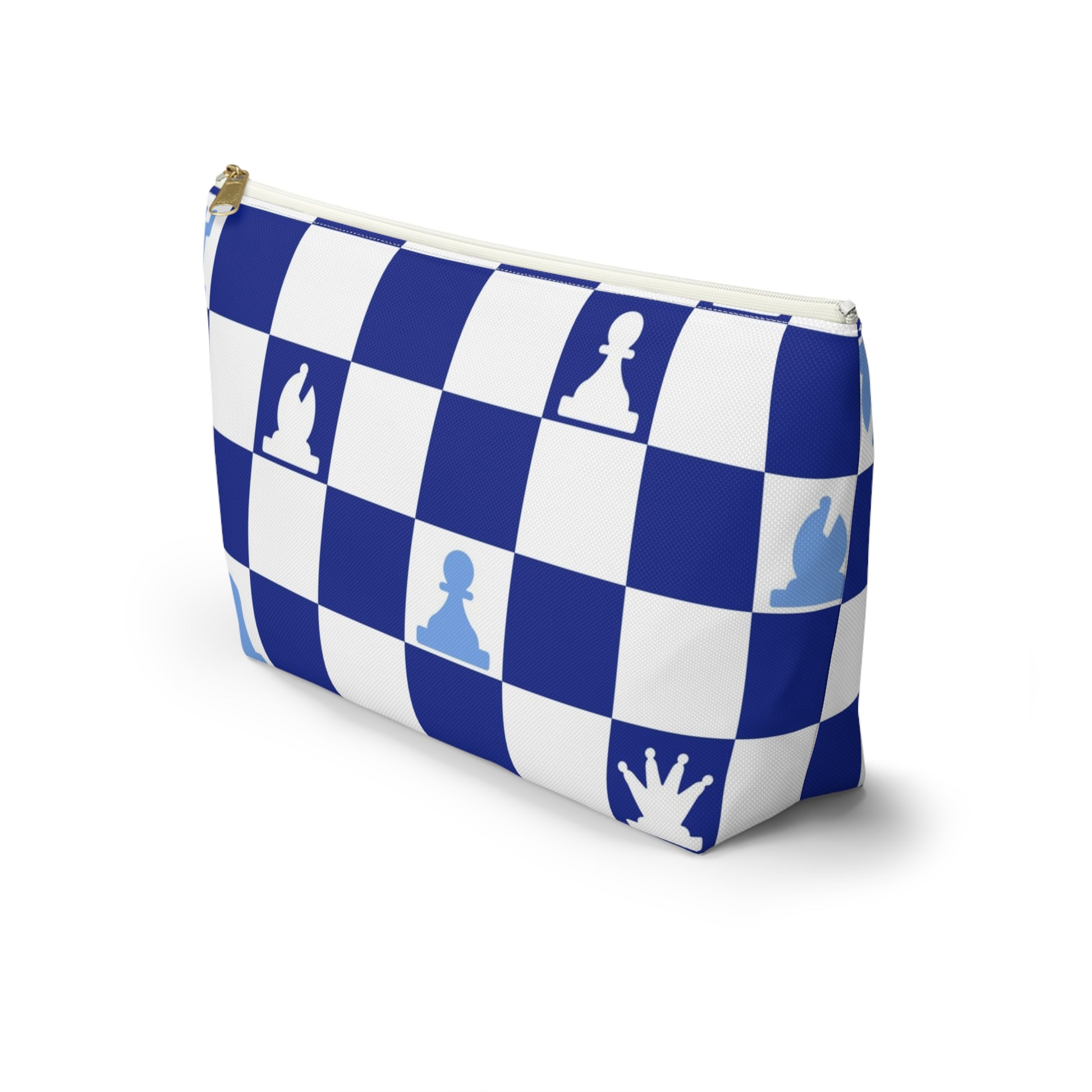 Chessboard Navy Blue Accessory Pouch w T-bottom, Artsulli - Art is Long, Life is Short, Bags, , , , , , , 
