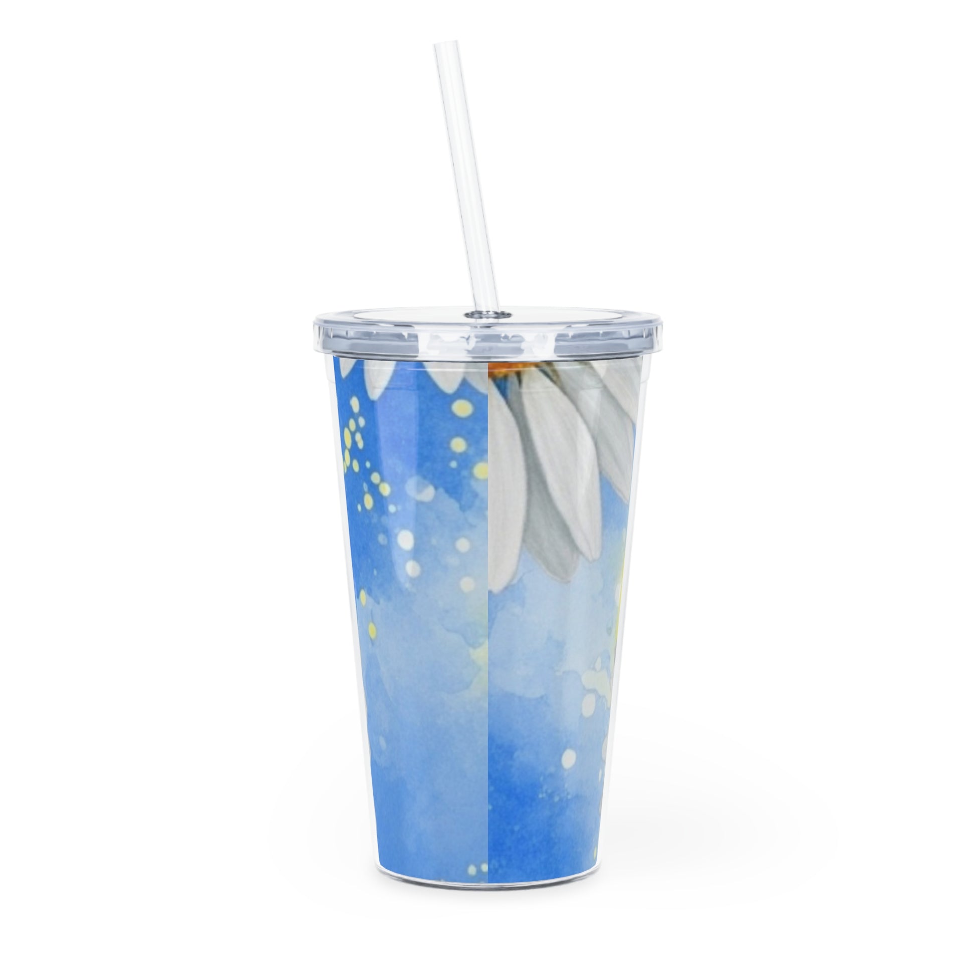 Daisies Plastic Tumbler with Straw, Artsulli - Art is Long, Life is Short, Mug, , , , , , , 