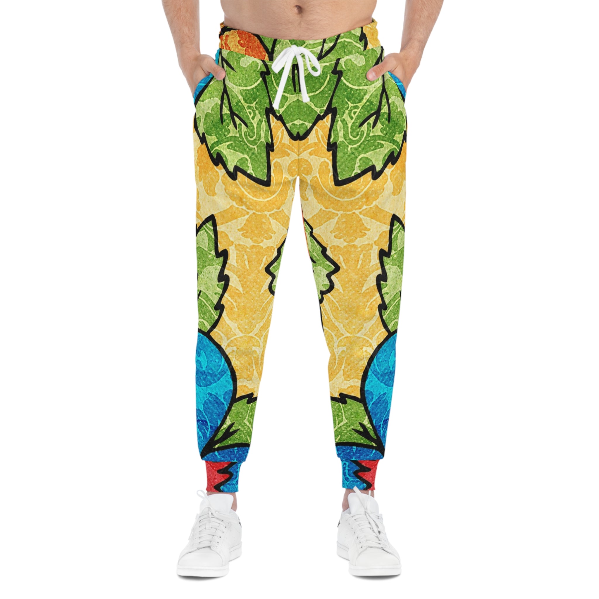 Groovy Yellow Floral Kl Athletic Joggers (AOP), Artsulli - Art is Long, Life is Short, All Over Prints, , , , , , , 