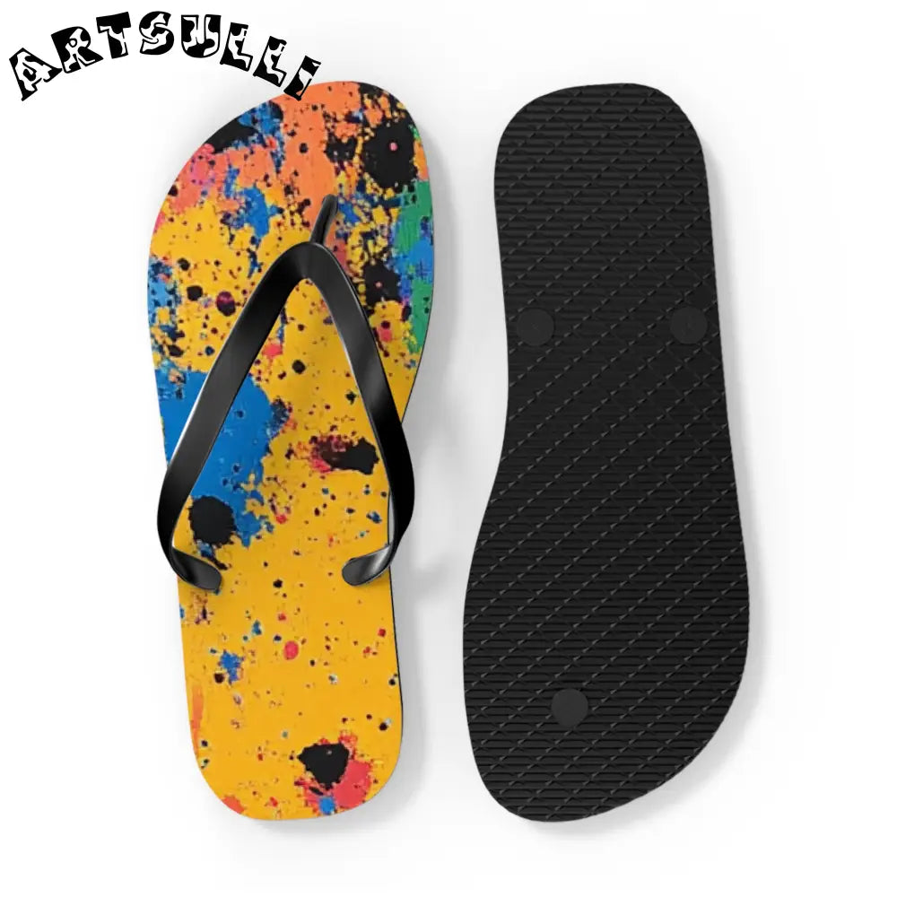 JAKKOUTTHEBXX The Colors Of Paint Splatter Flip Flops JAKKOUTTHEBXX