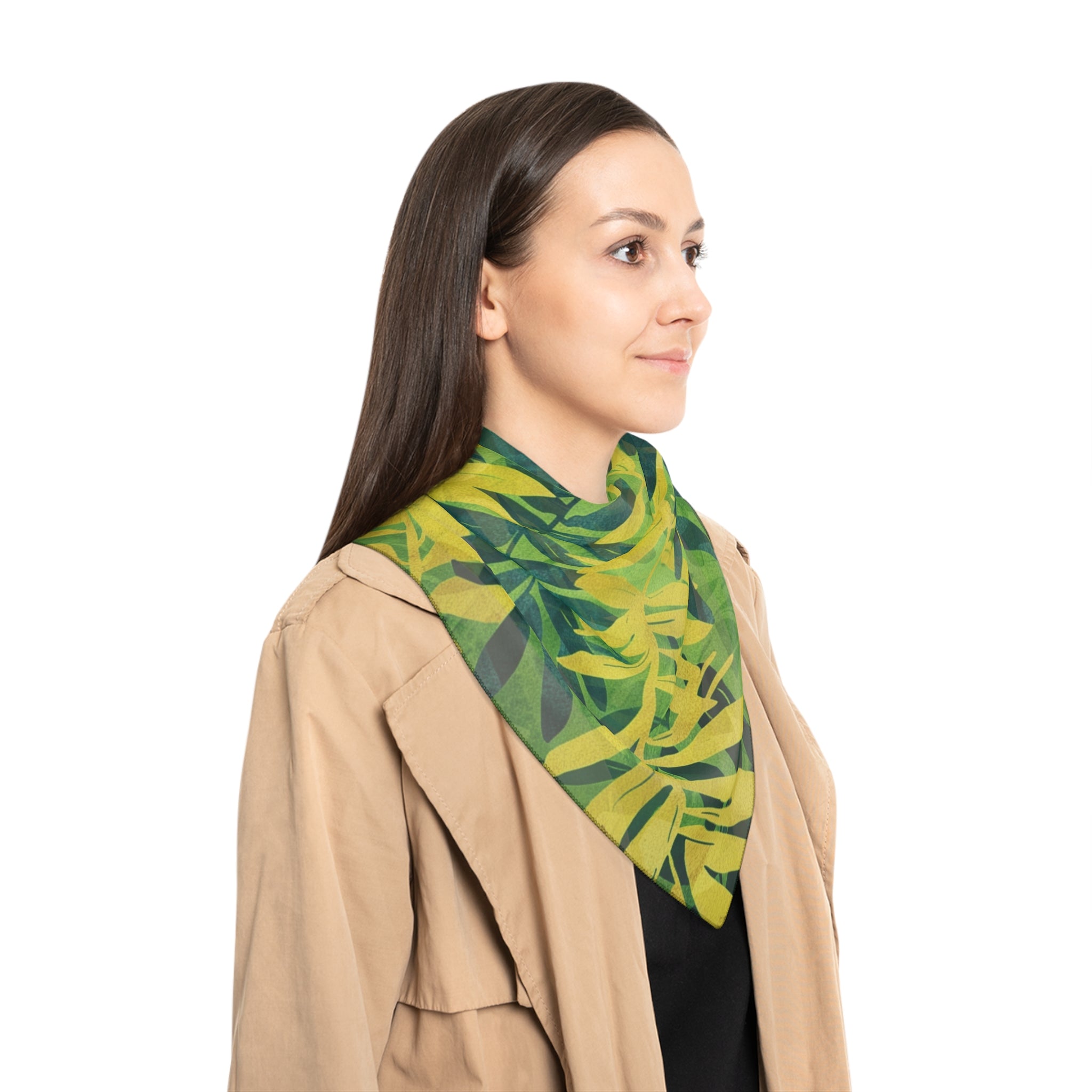 Green Leaf x Yellow Leaf x Tropical x Jungle Poly Scarf, Artsulli - Art is Long, Life is Short, Accessories, , , , , , , 