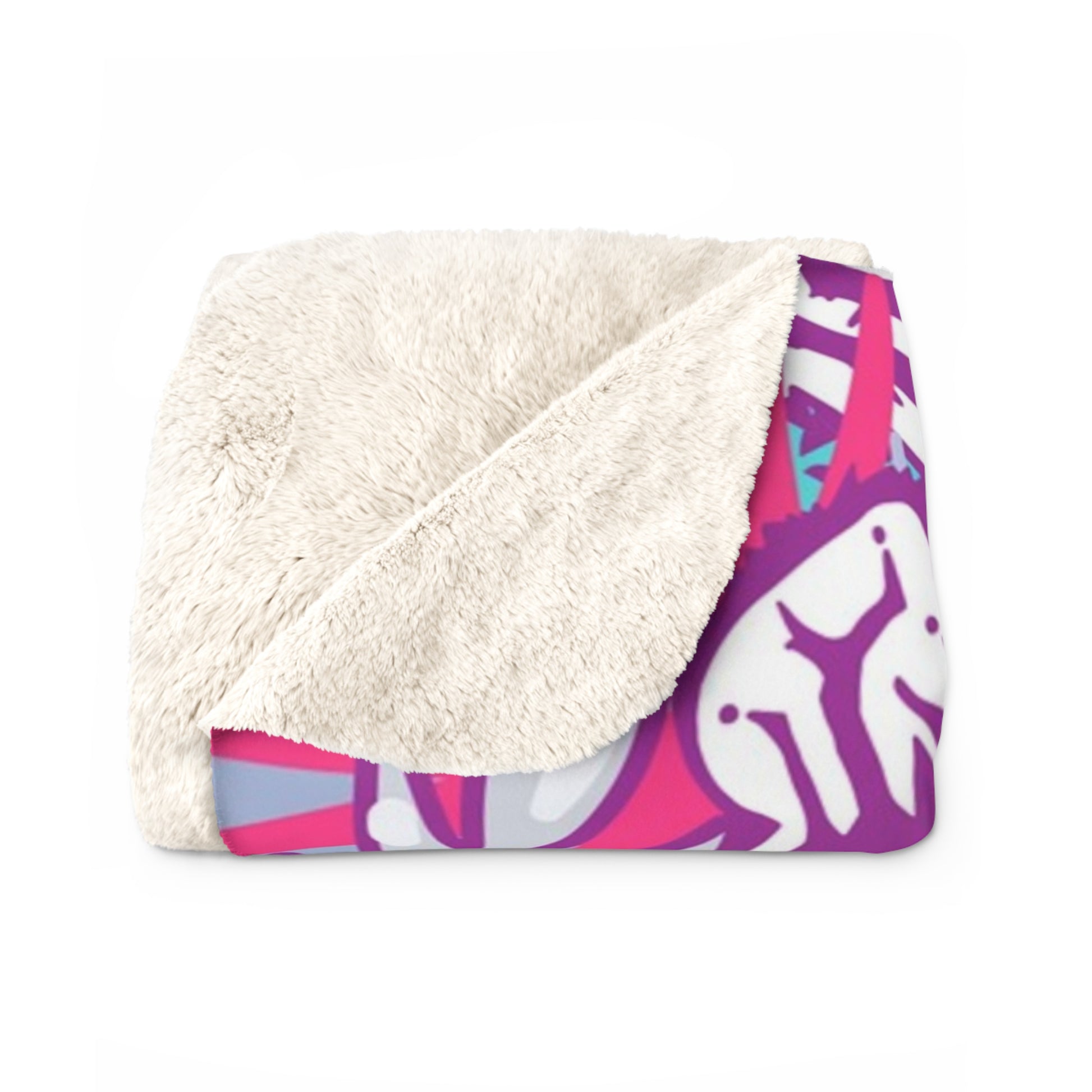 Tropical Floral Tigers Torquise and Purple Sherpa Fleece Blanket, Artsulli - Art is Long, Life is Short, Home Decor, , , , , , , 