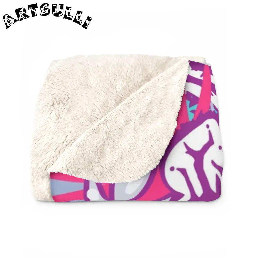JAKKOUTTHEBXX Tropical Floral Tigers Torquise and Purple Sherpa
