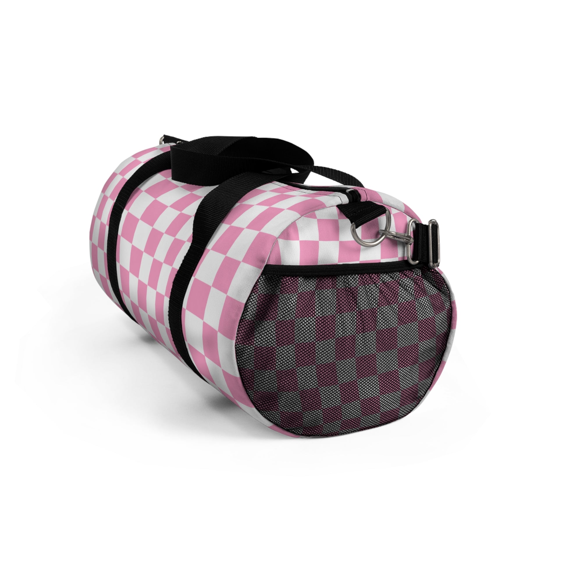 Checkerboard II Hot Pink and White Duffel Bag, Artsulli - Art is Long, Life is Short, Bags, , , , , , , 