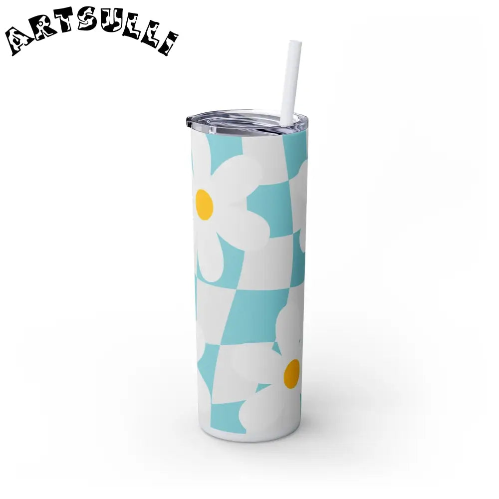 JAKKOUTTHEBXX Trippy Check Garden Skinny Tumbler with Straw 20oz