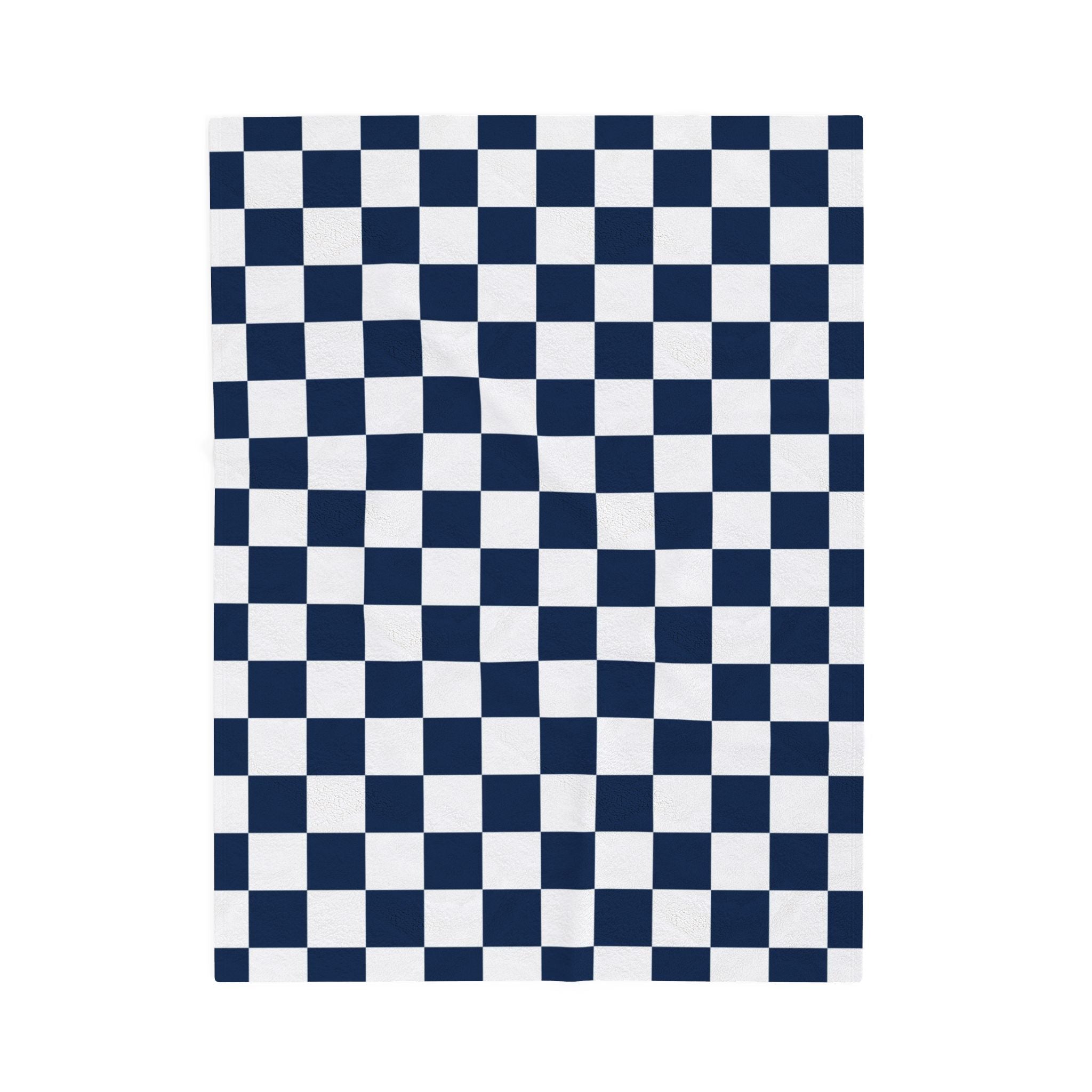 Checkerboard White and Navy Blue Velveteen Plush Blanket, Artsulli - Art is Long, Life is Short, All Over Prints, Size, 30" × 40", , , , , 54295159440881545174