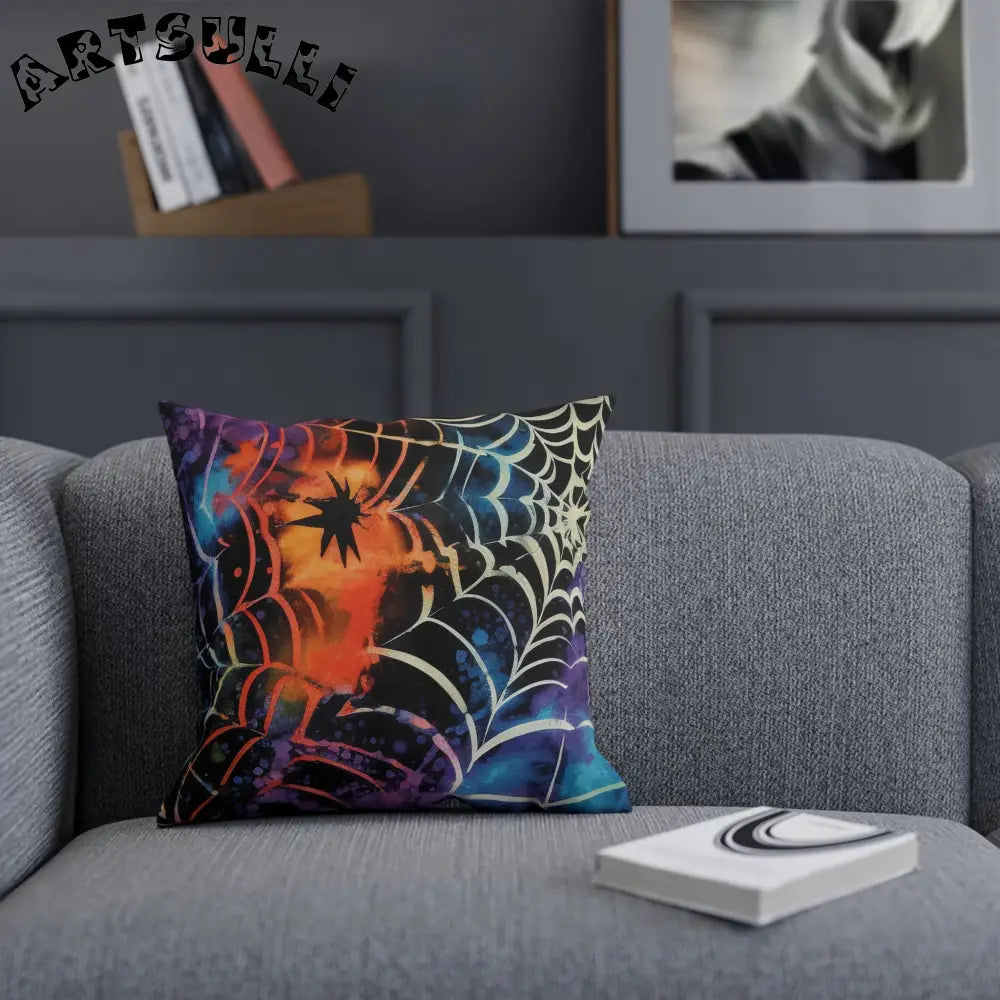 JAKKOUTTHEBXX Spider Web Illustration Printed Halloween Pillow 2025
