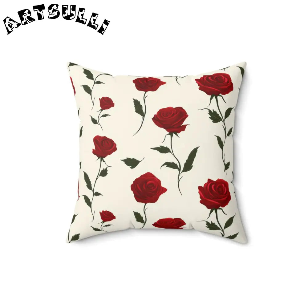 JAKKOUTTHEBXX Red Roses Spun Polyester Square Pillow JAKKOUTTHEBXX
