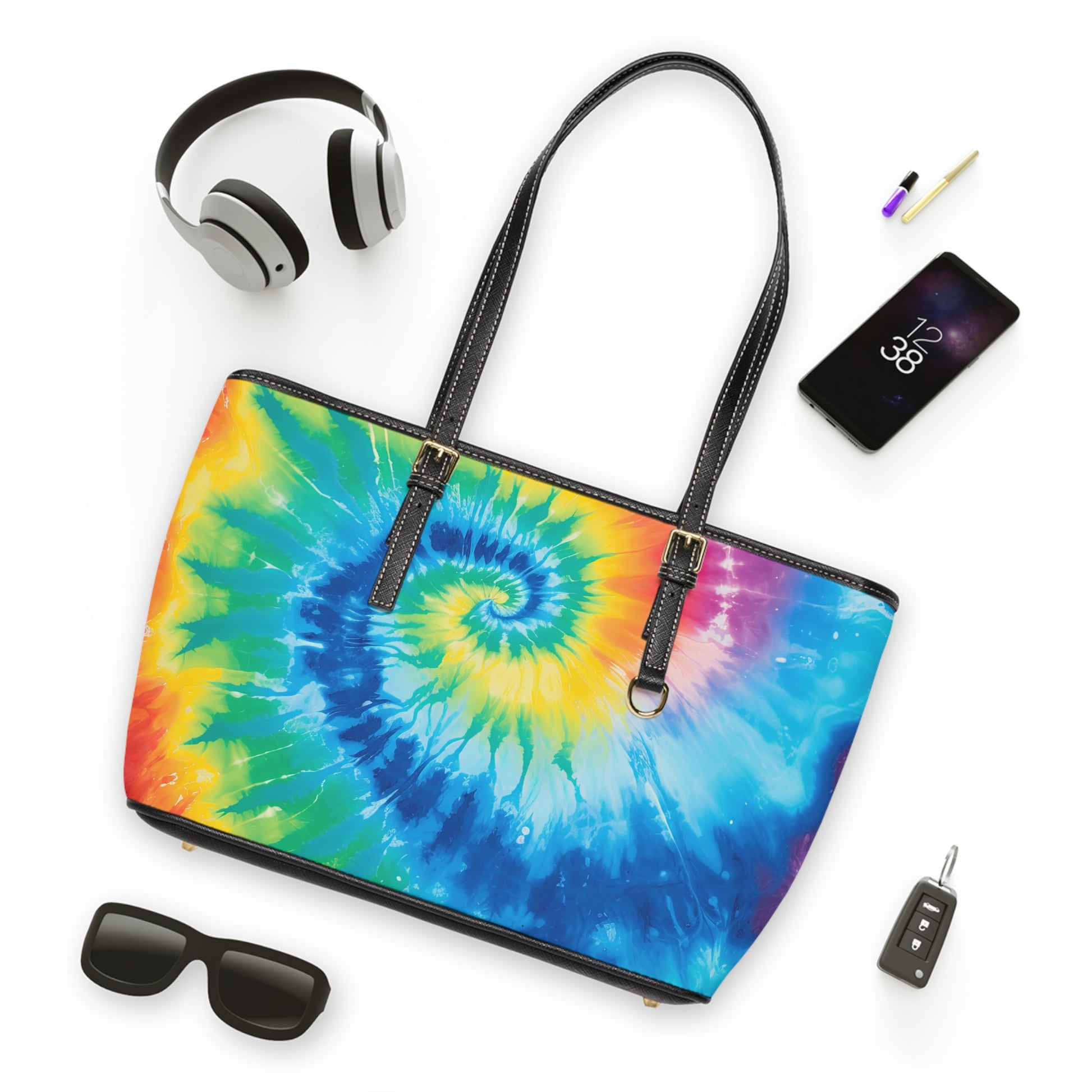 Tie Dye PU Leather Shoulder Bag, Artsulli - Art is Long, Life is Short, Bags, , , , , , , 