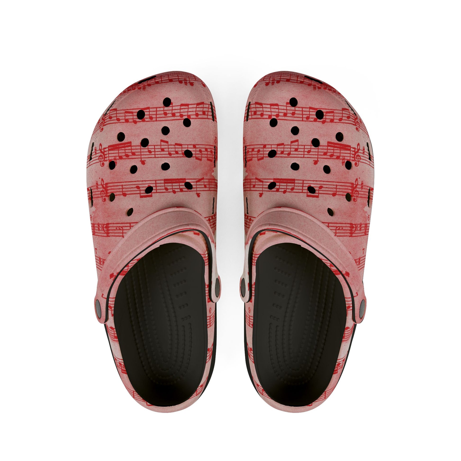Drip Spill Type Beat Sheet Music Red EVA Foam Rubber Shoes (AOP), Artsulli - Art is Long, Life is Short, Shoes, Size, US 6 (Women's), Color, Black, , , 11642741392477500265
