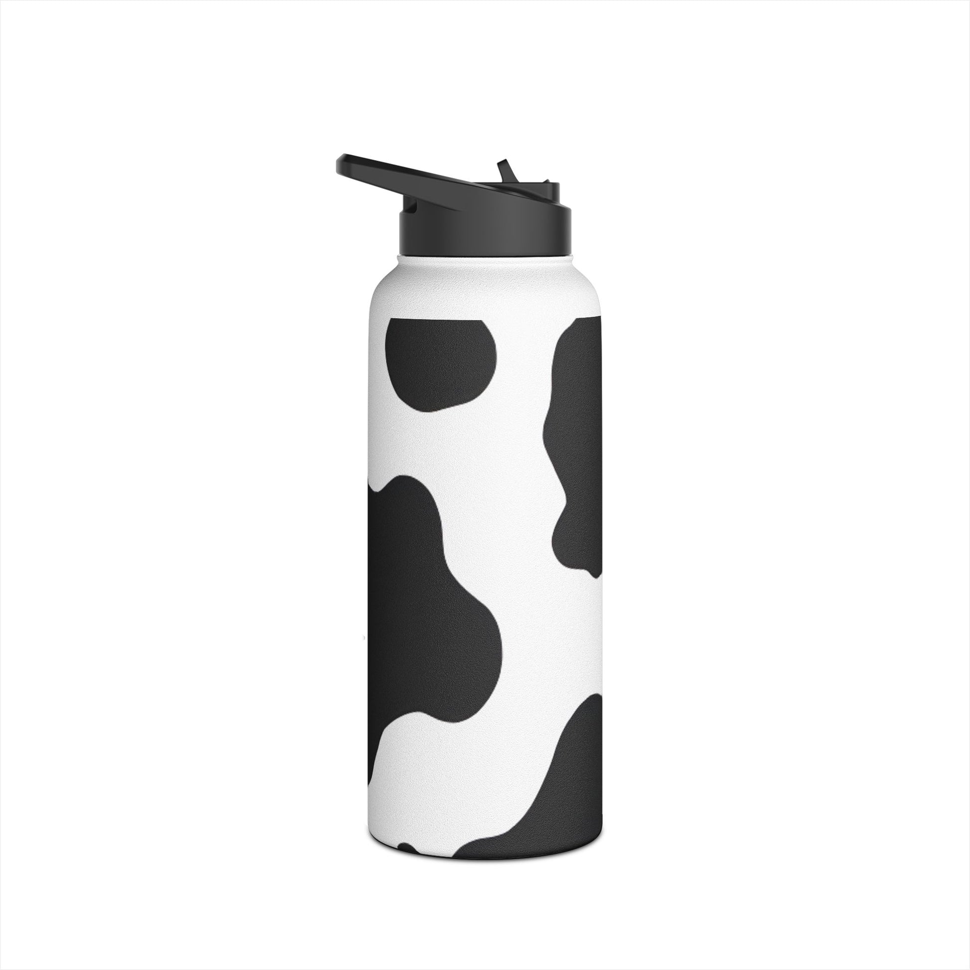 Cow Print Focus Stainless Steel Water Bottle, Standard Lid, Artsulli - Art is Long, Life is Short, Mug, , , , , , , 