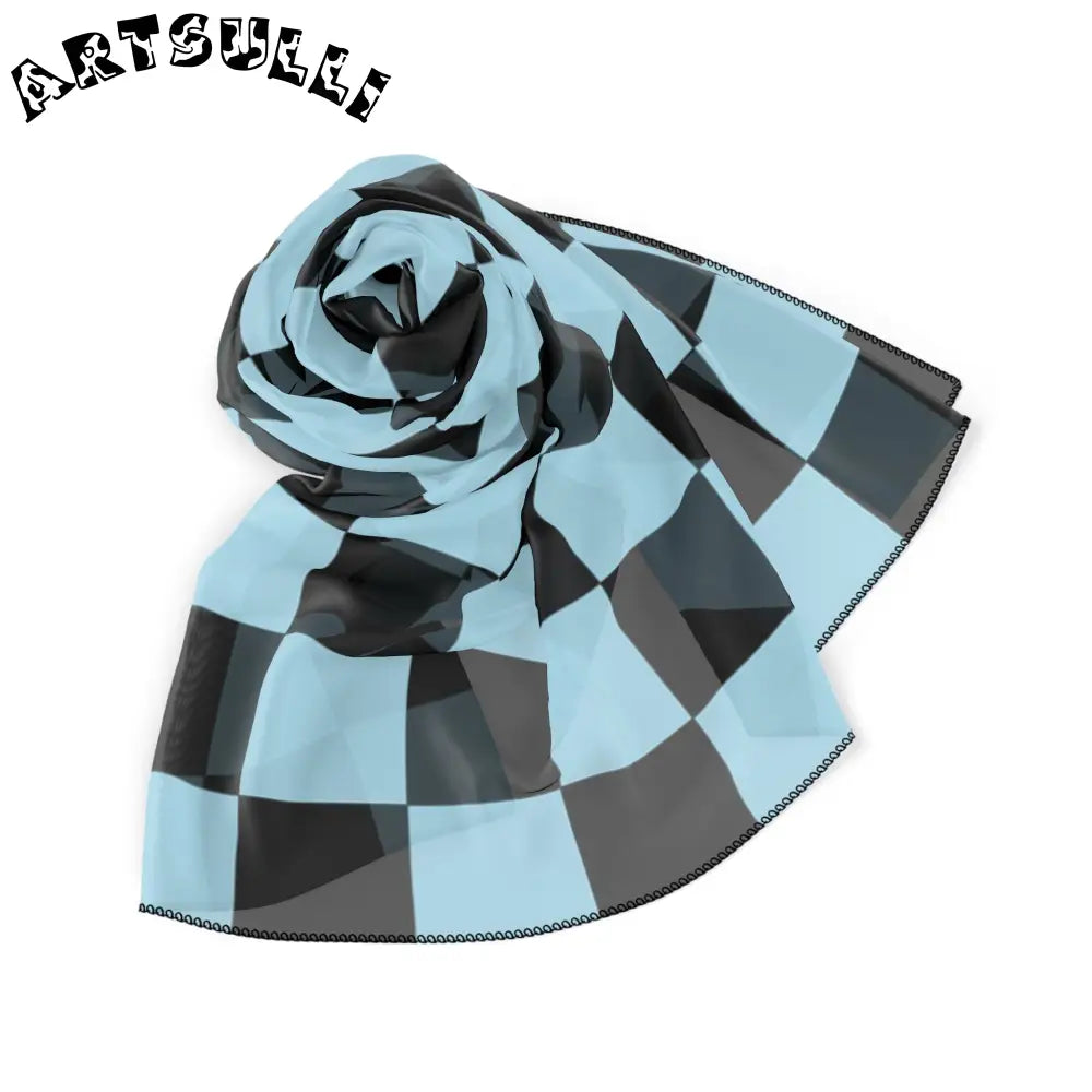 JAKKOUTTHEBXX Checkerboard Black and Blue Poly Scarf JAKKOUTTHEBXX