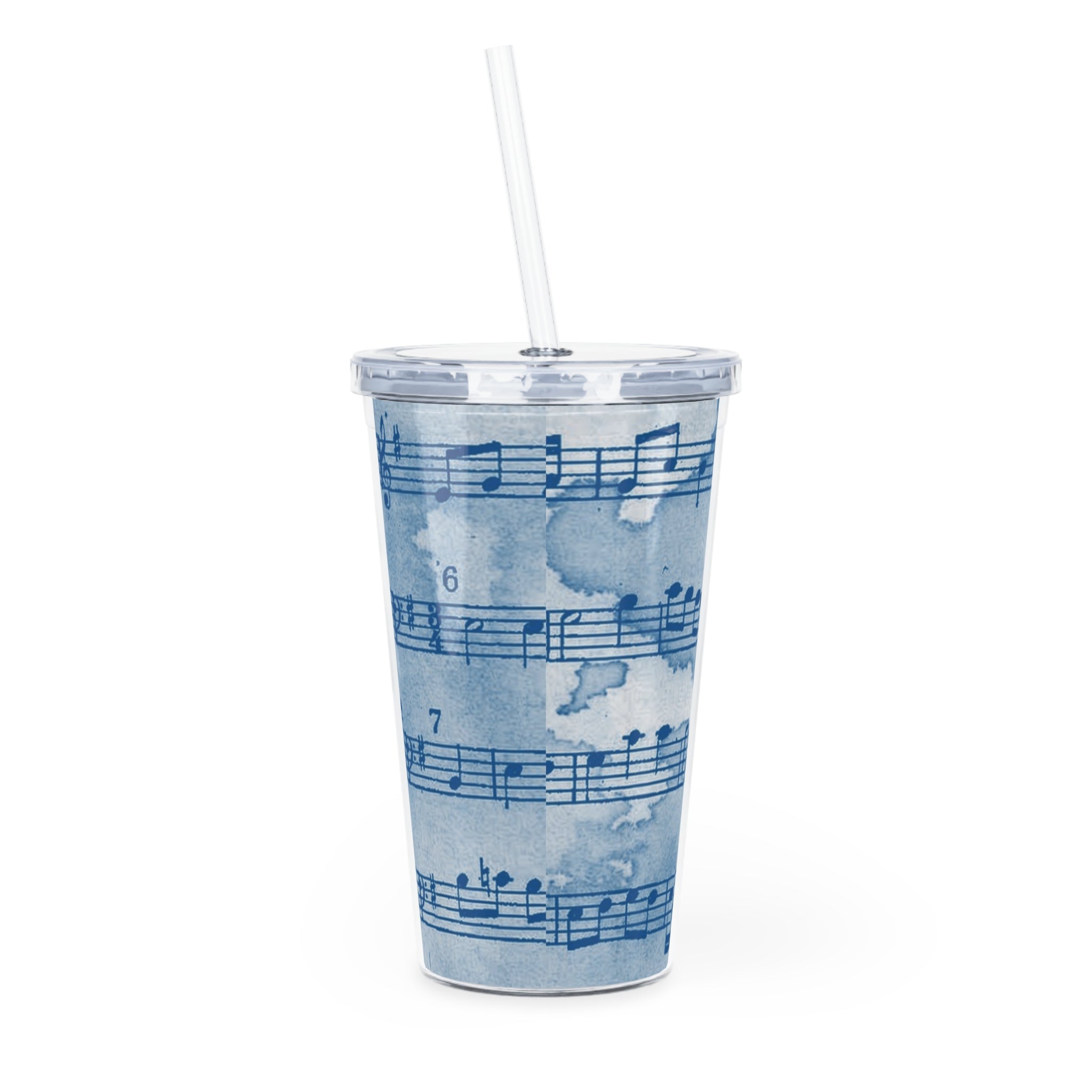 Leaking Manuscript Blue Edition Plastic Tumbler with Straw, Artsulli - Art is Long, Life is Short, Mug, , , , , , , 