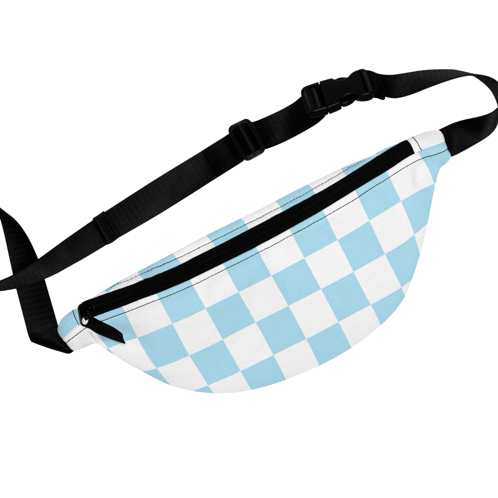 Checkerboard Sky Blue Fanny Pack, Artsulli - Art is Long, Life is Short, Bags, Size, One size, , , , , 75481117064675752905