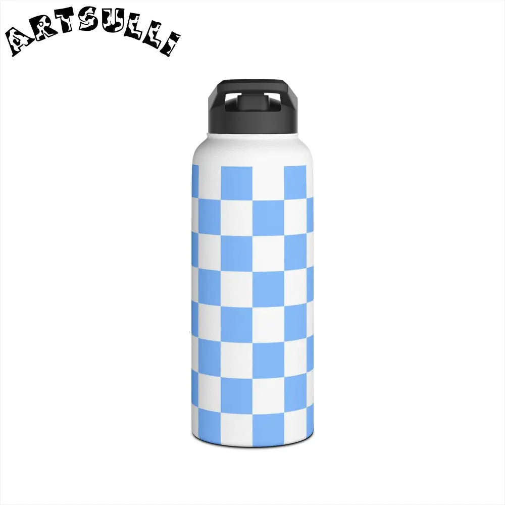 JAKKOUTTHEBXX Checkerboard White and Light Blue Stainless Steel