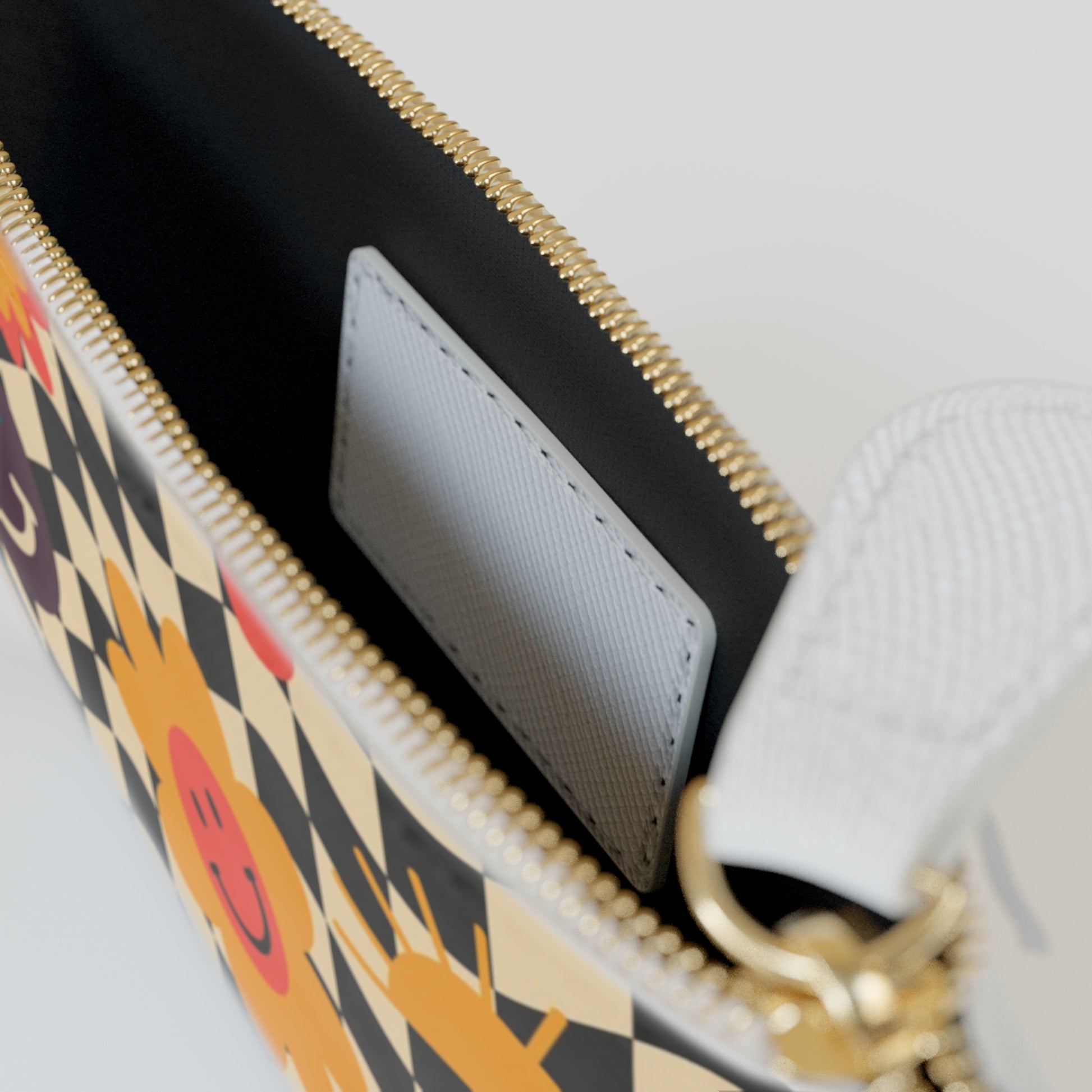 Trippy x Wavy Checkerboard x Smiley Face x Rainbow x Flowers Multi-Color Mini Clutch Bag, Artsulli - Art is Long, Life is Short, Bags, , , , , , , 