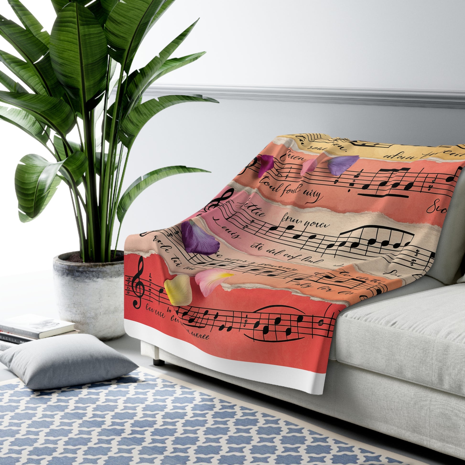 Torn Type Beat Sheet Music Multi-Color Sherpa Fleece Blanket, Artsulli - Art is Long, Life is Short, Home Decor, , , , , , , 