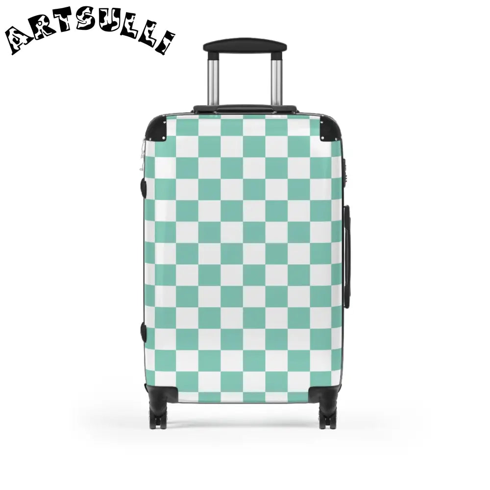 JAKKOUTTHEBXX Checkerboard Light Green Suitcase JAKKOUTTHEBXX
