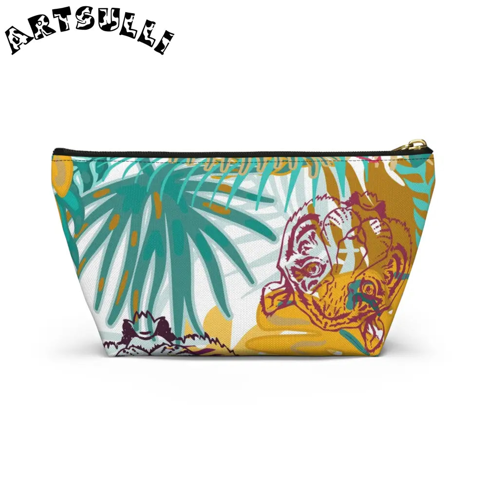 JAKKOUTTHEBXX Tropical Jungle Tigers Brown and Green Accessory Pouch