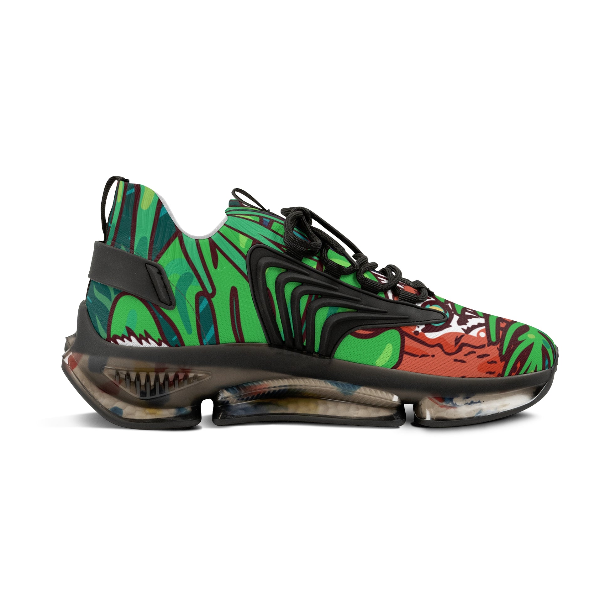 Tropical Jungle Tigers Green Men's Mesh Sneakers, Artsulli - Art is Long, Life is Short, Shoes, , , , , , , 