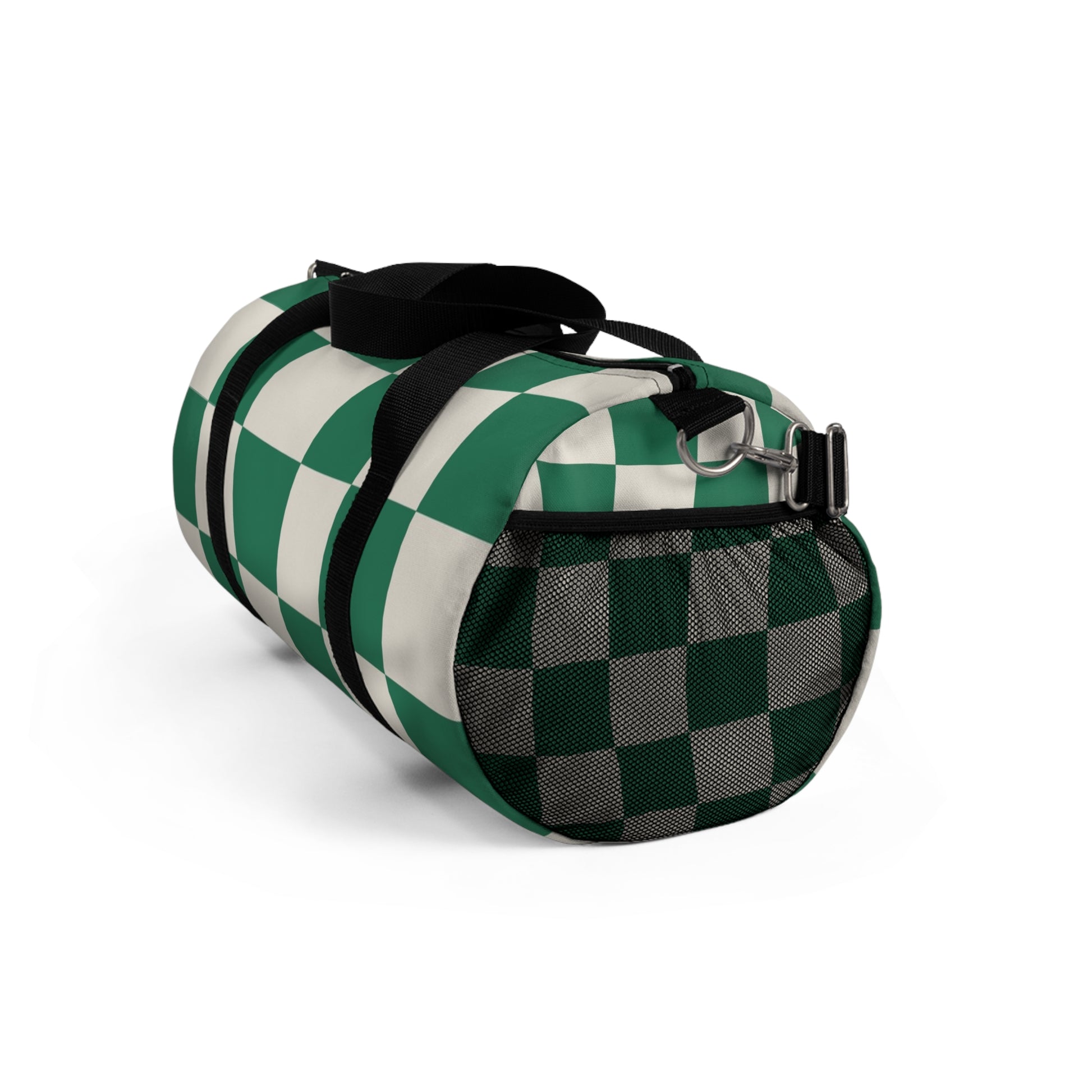 Checkerboard Dark Green Duffel Bag, Artsulli - Art is Long, Life is Short, Bags, , , , , , , 