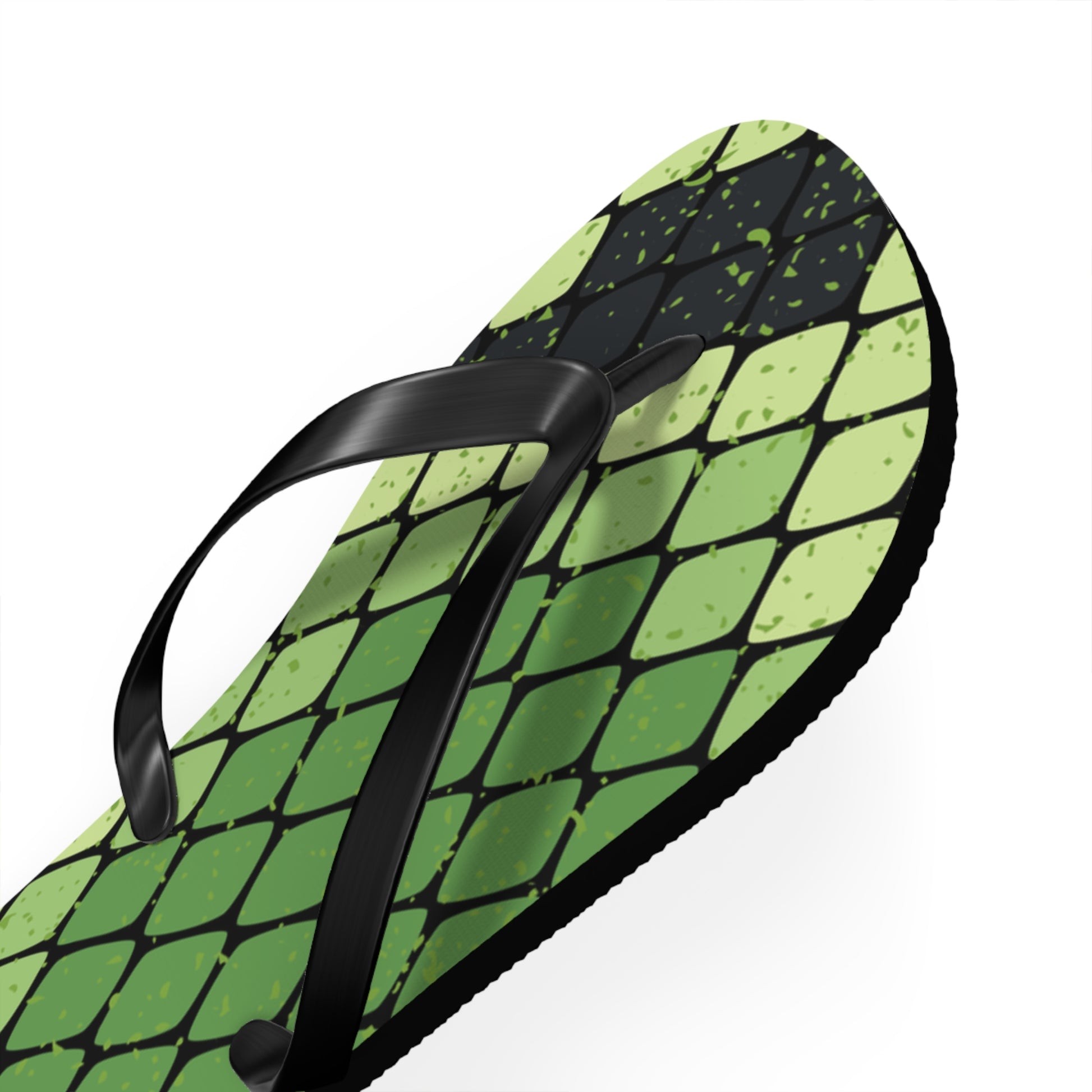 Snake Skin Green and Black Flip Flops, Artsulli - Art is Long, Life is Short, Shoes, , , , , , , 
