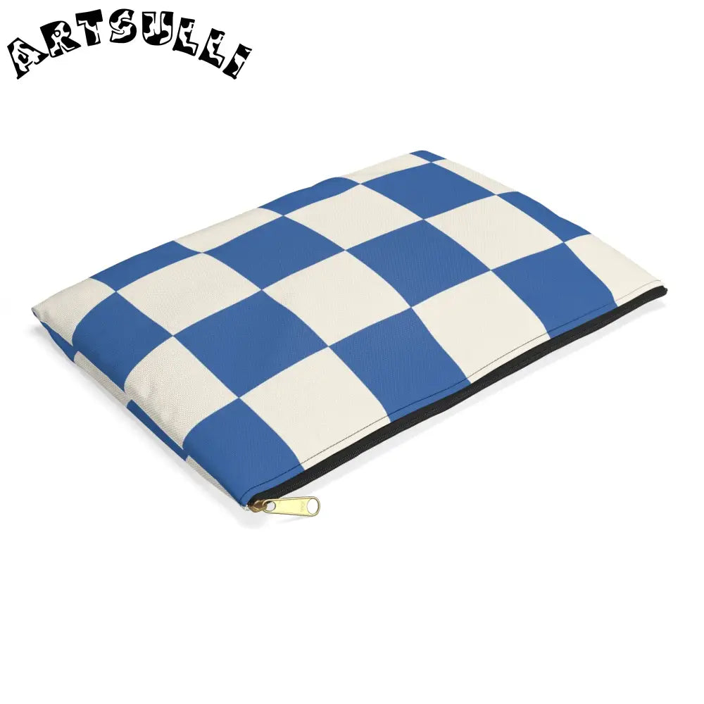 JAKKOUTTHEBXX Checkerboard Blue Accessory Pouch JAKKOUTTHEBXX