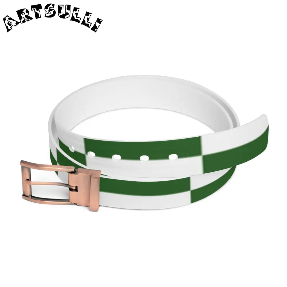 JAKKOUTTHEBXX Checkerboard White and Dark Green Belt JAKKOUTTHEBXX