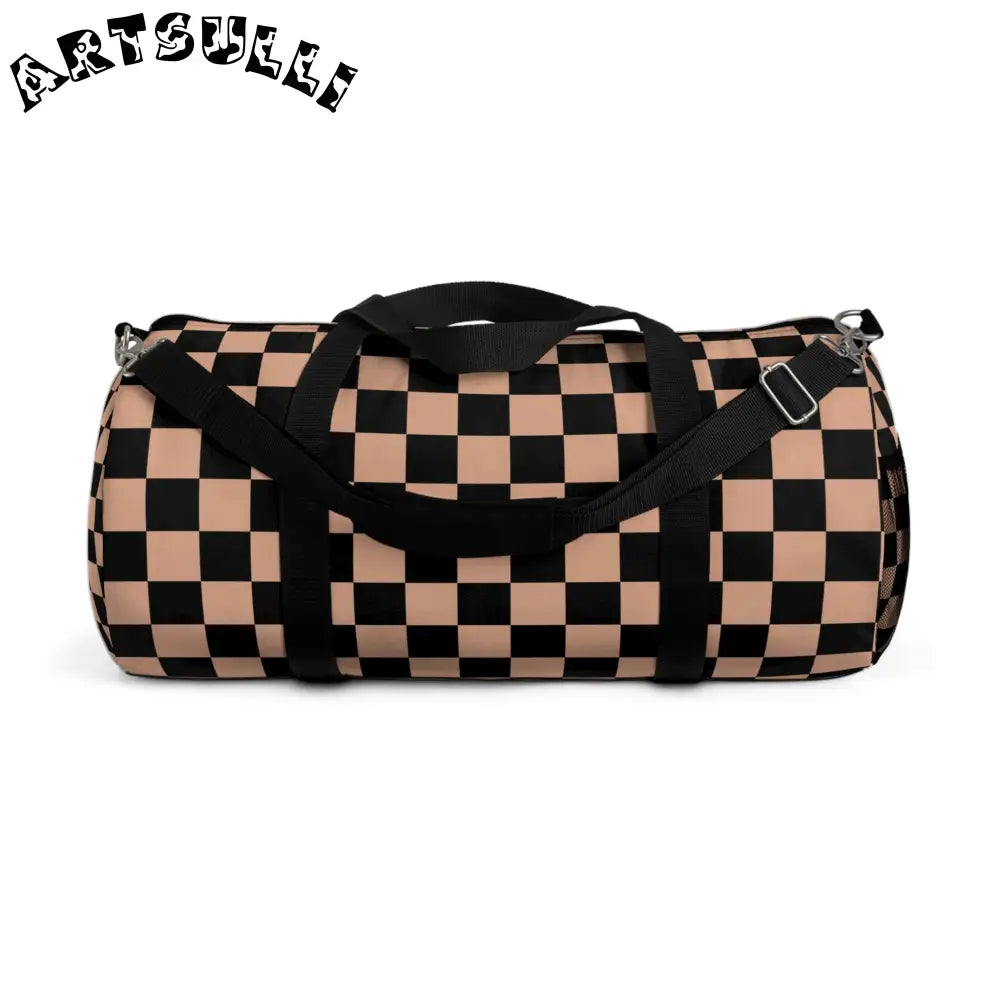 JAKKOUTTHEBXX Checkerboard II Soft Orange and Black Duffel Bag