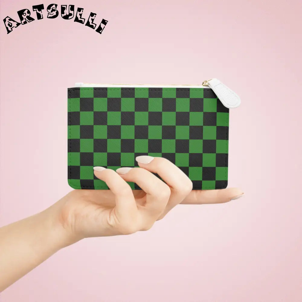 JAKKOUTTHEBXX Checkerboard Green and Black Mini Clutch Bag