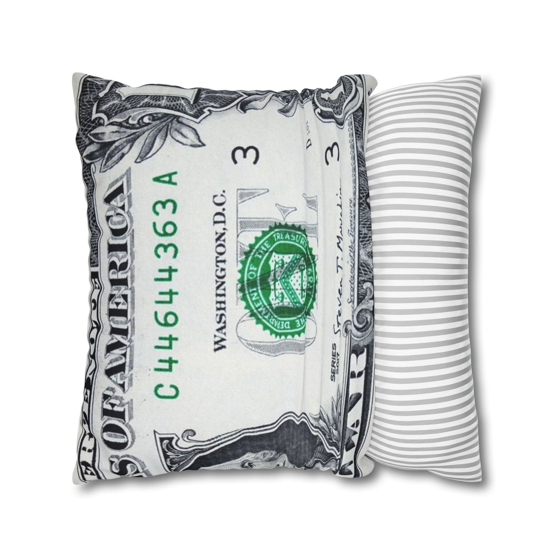 Money Collage Spun Polyester Square Pillowcase, Artsulli - Art is Long, Life is Short, Home Decor, , , , , , , 